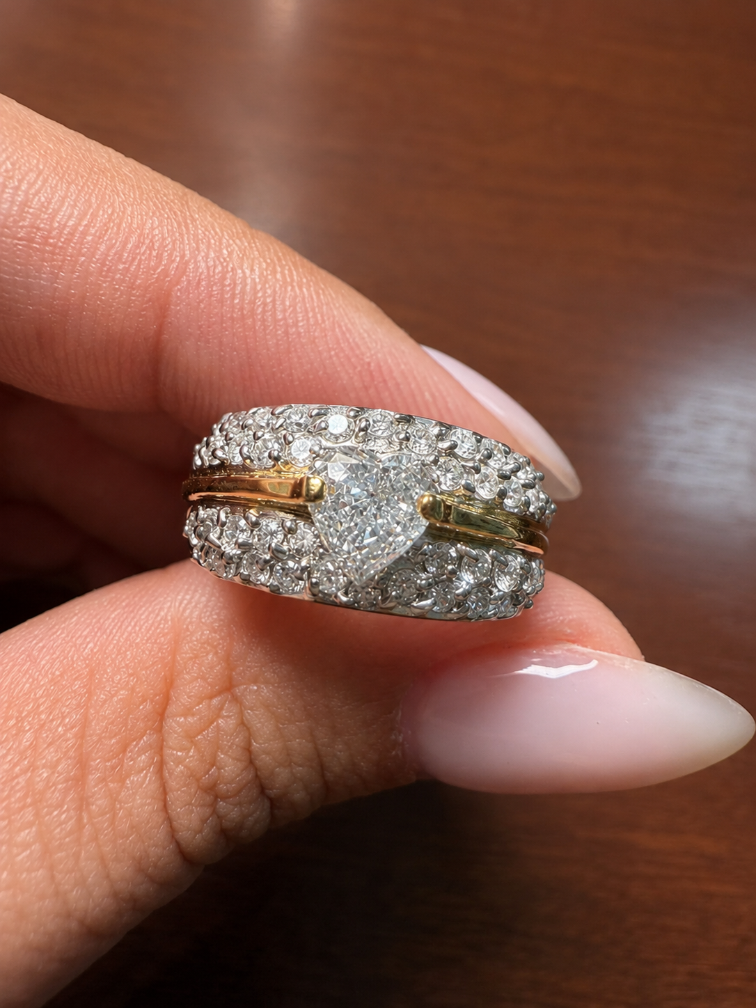 Heart Diamond Pave Ring in Pt900/K18 / D0.402ct / D0.60ct 21Z25