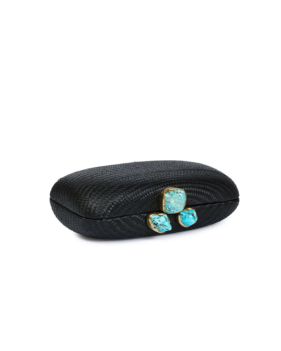 Kai Black Clutch with Aqua Stone
