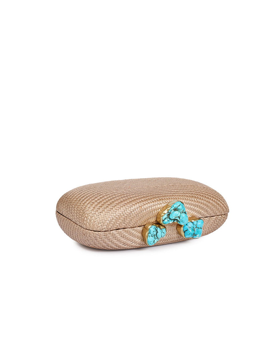 Kali Taupe Clutch with Aqua Stone