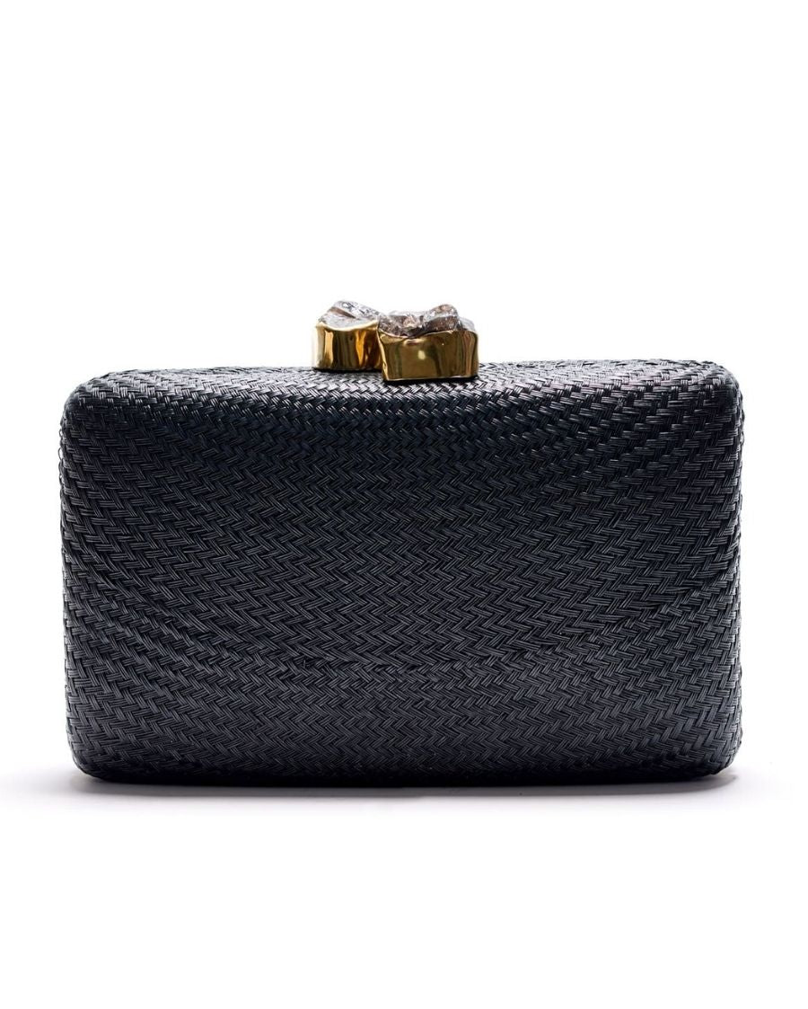 Kapre Black Clutch with Smokey Quartz Stone