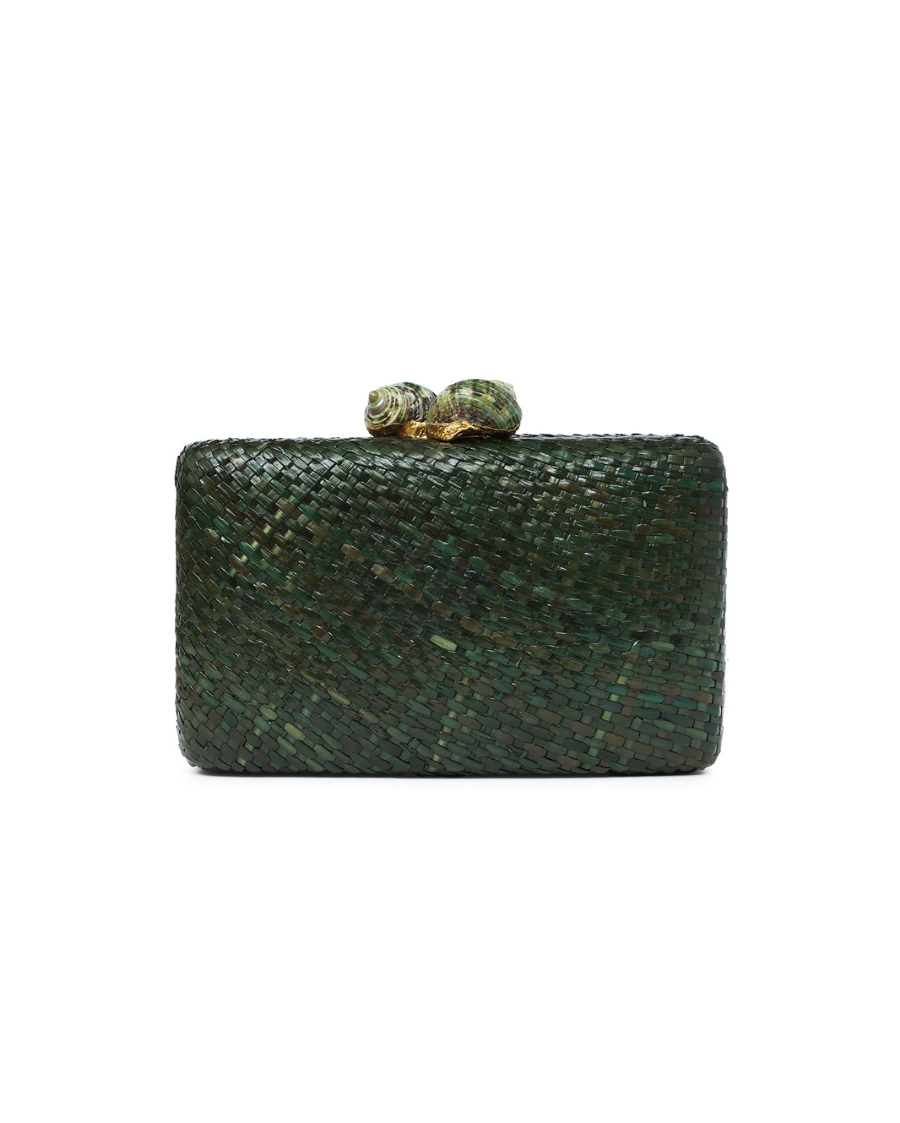 Kapre Dark Green Clutch with Green Quartz Stone