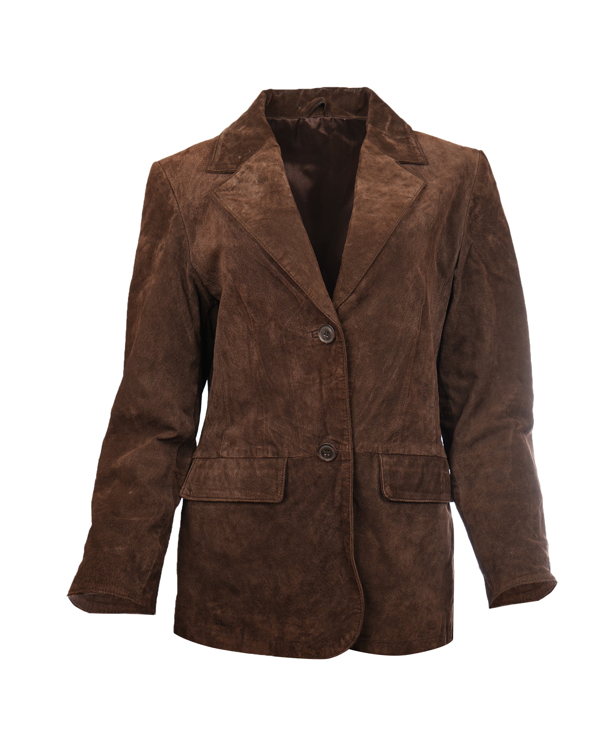 Brown Genuine Suede Leather Blazer ALC4329