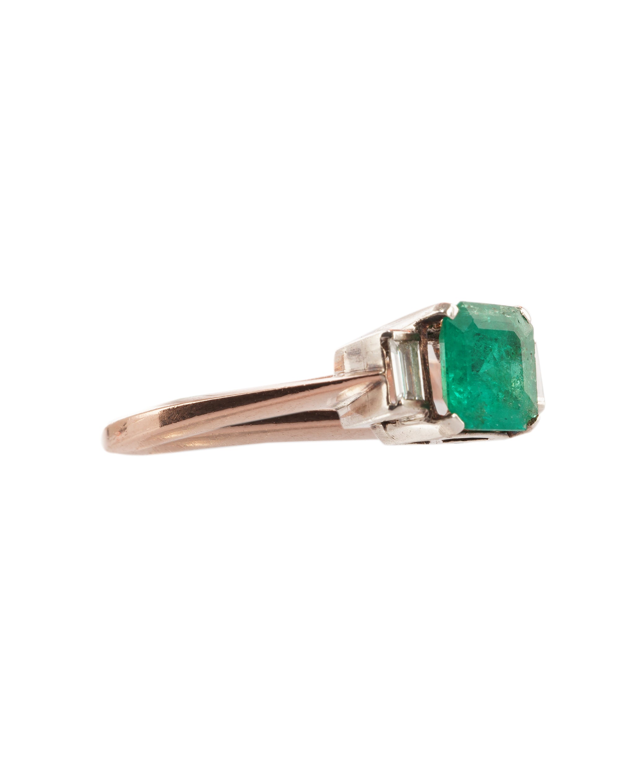An Emerald and Diamond 3-Stone Ring WA90559