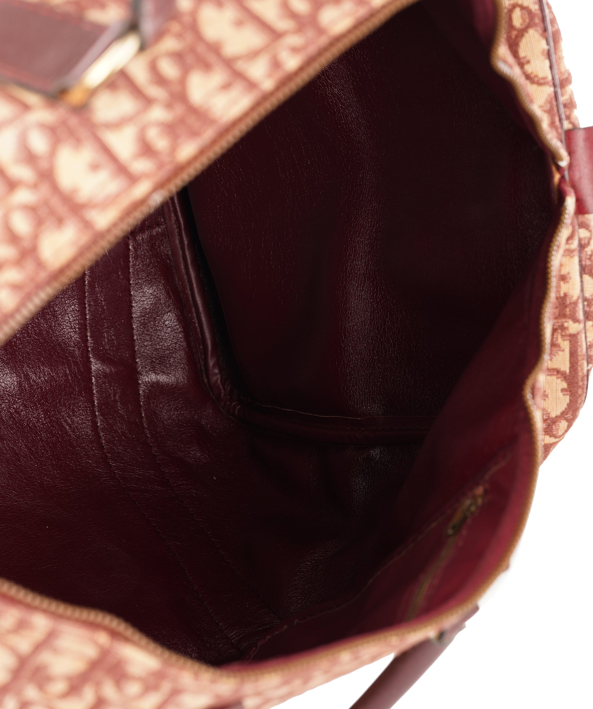 Christian Dior Burgundy and Beige Trotter Monogram Oblique Canvas Boston Bag ALC4364
