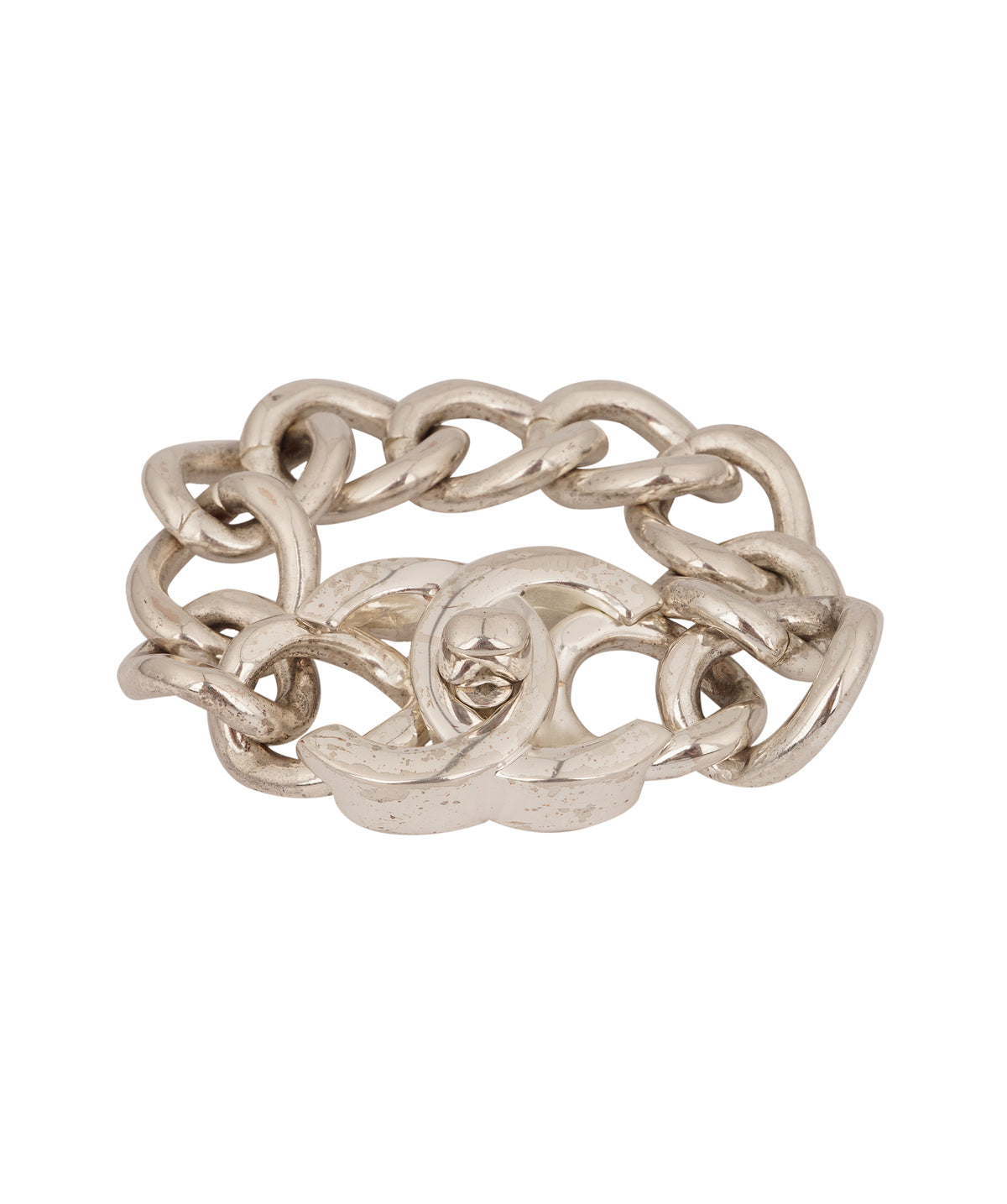 Chanel CC Turnlock Bracelet Silver AKC1555