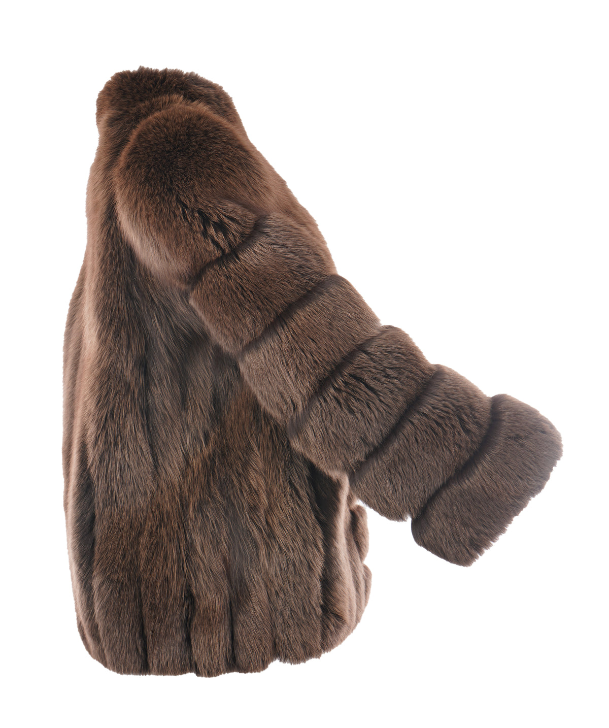 Saga Fox Mink Brown Fox Fur Half Coat AKC1597
