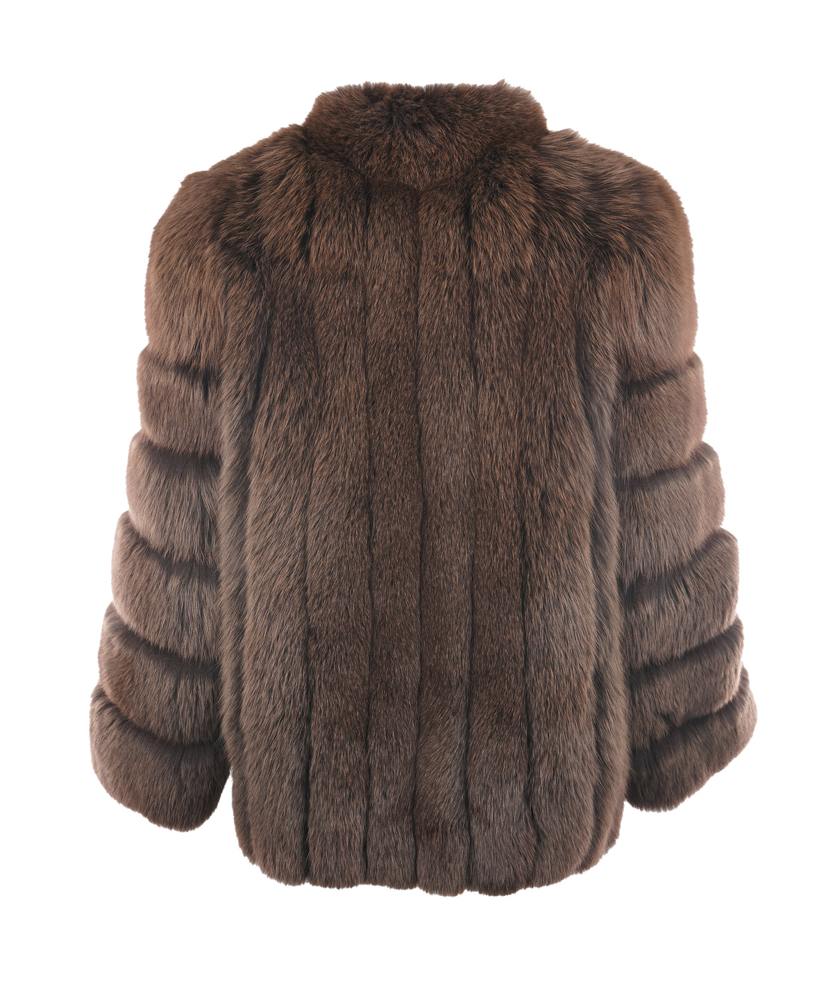 Saga Fox Mink Brown Fox Fur Half Coat AKC1597