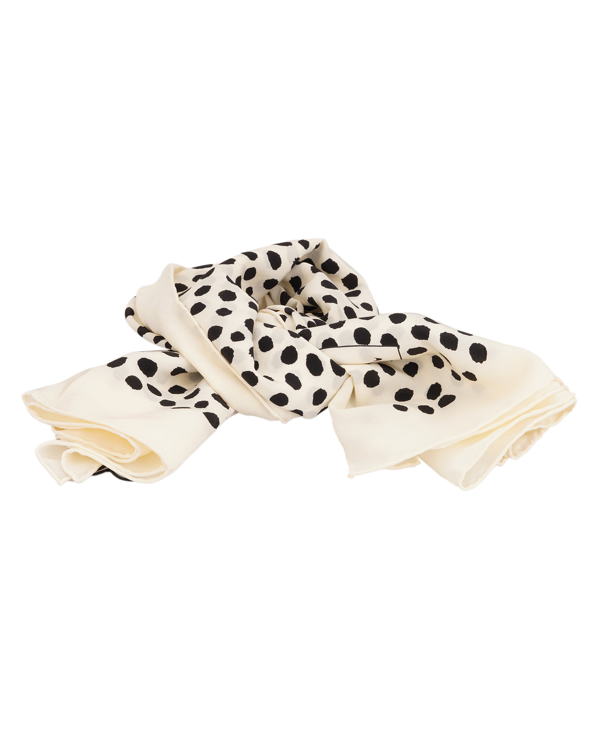 Chloe Black Spotted Polka-Dot Beige Silk Square Scarf ANL0160