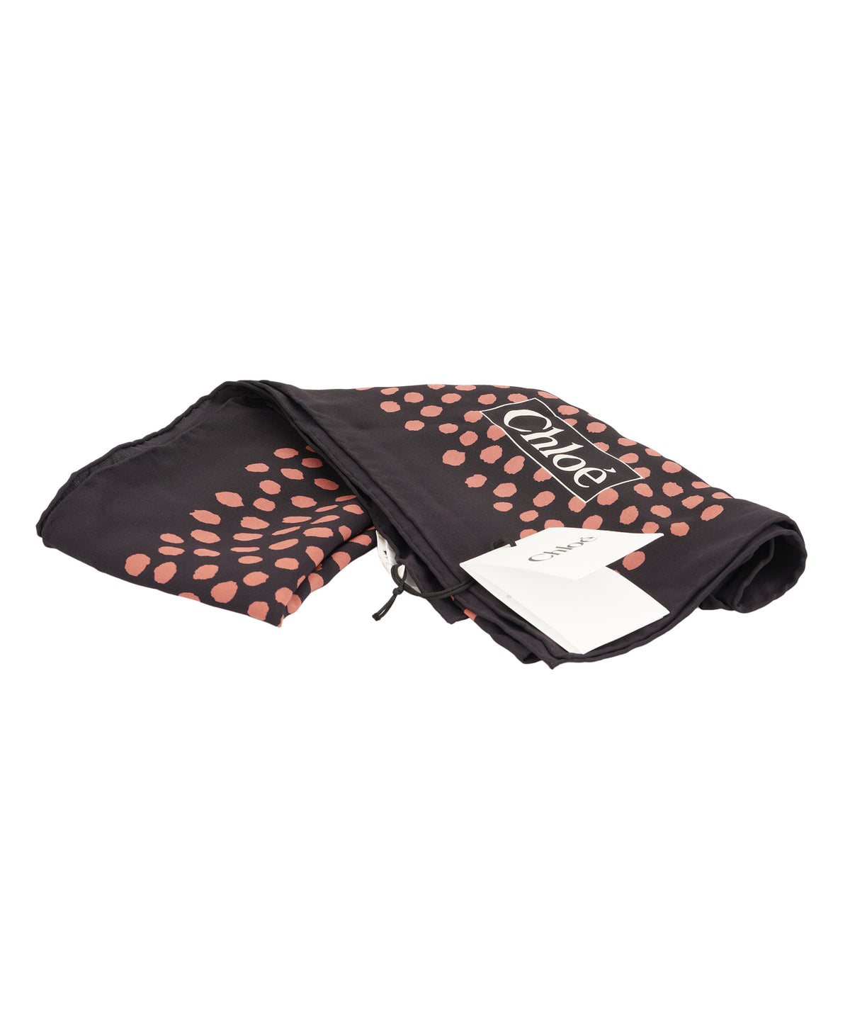 Chloe Pink Spotted Polka-Dot Black Silk Square Scarf ANL0161