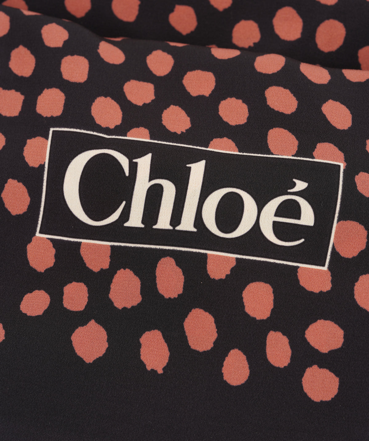 Chloe Pink Spotted Polka-Dot Black Silk Square Scarf ANL0161