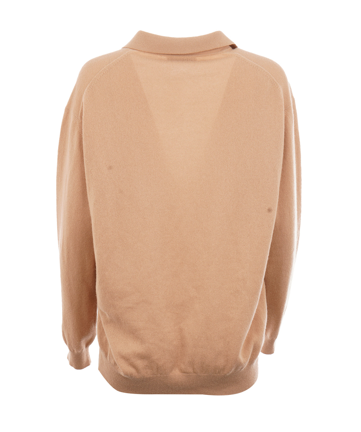 Miu Miu Beige Argyle Knit Polo Sweater – Cream & Brown Long Sleeve Collared Jumper ALC4416