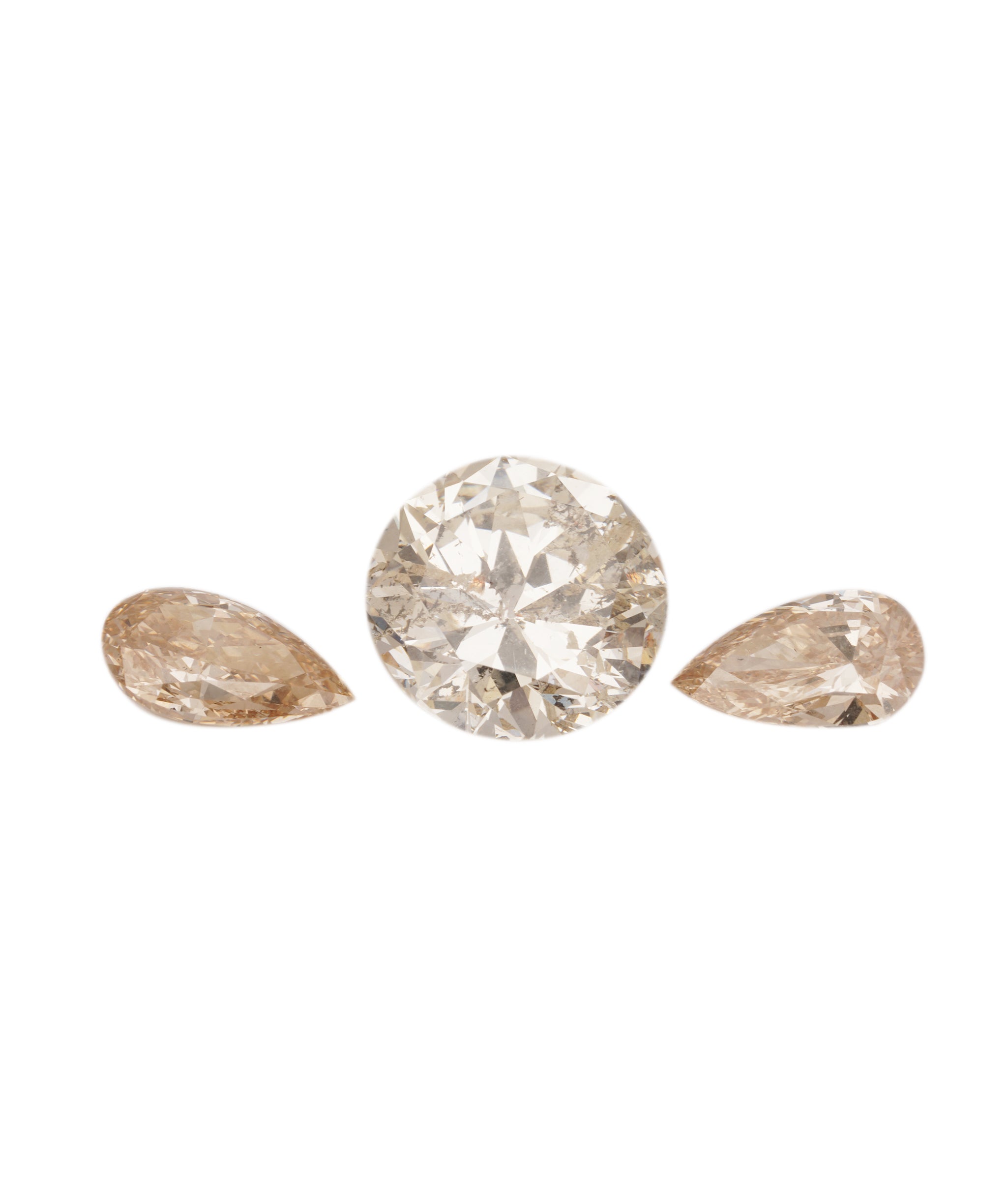 3.95CT OLD EUROPEAN CUT AND PEARS WHITE CENTRE-ROSE -FLAME PINK PEARS DIAMONDS FOR LARGE RING ANC1842