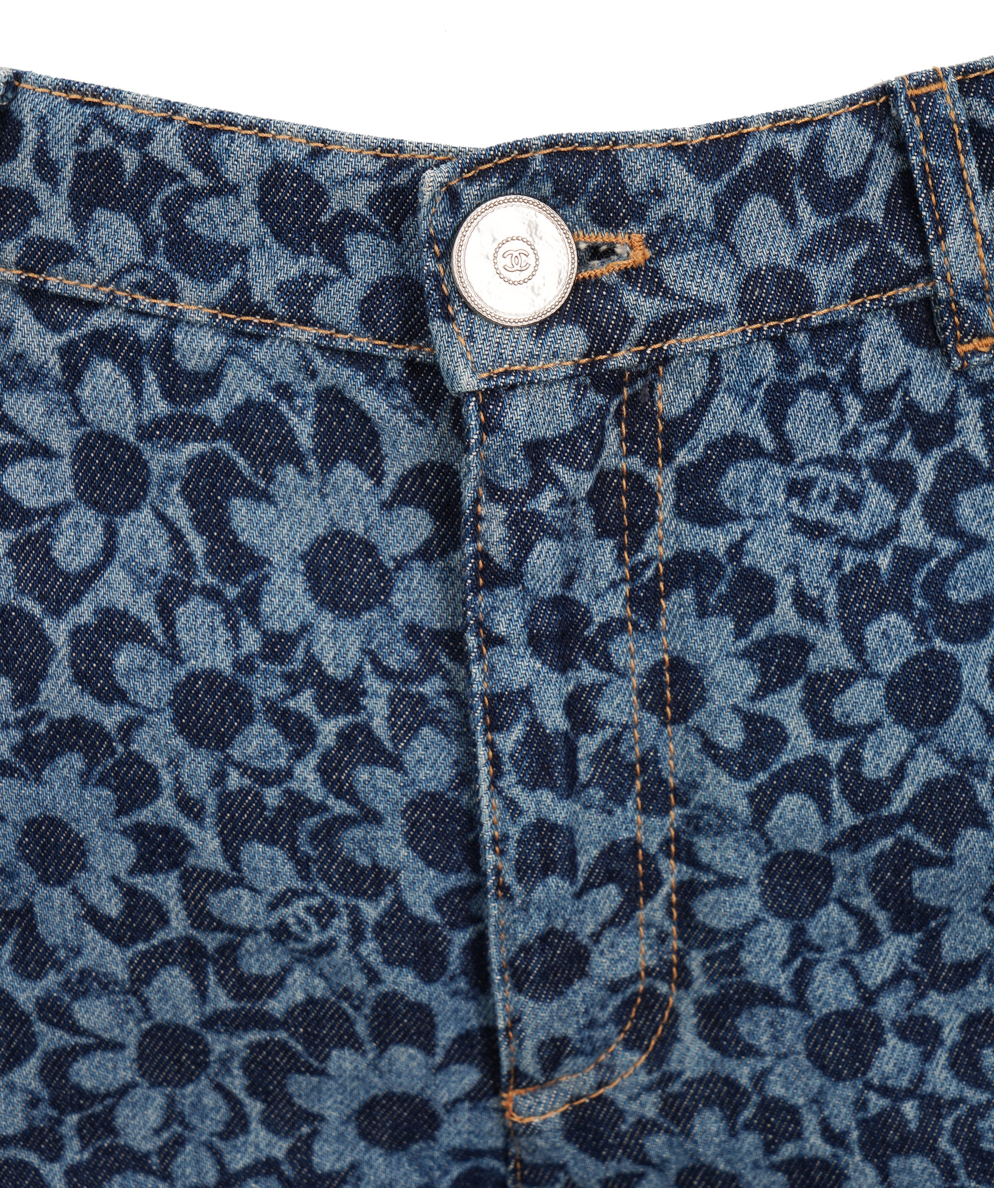 Chanel 24B Floral Print Denim Jeans Size 40 ALTC1007