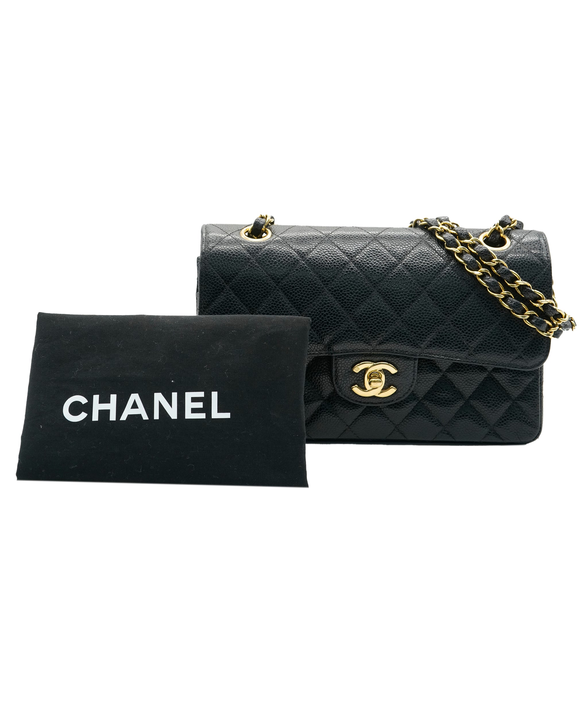 Chanel small black caviar vintage bag AKC0088