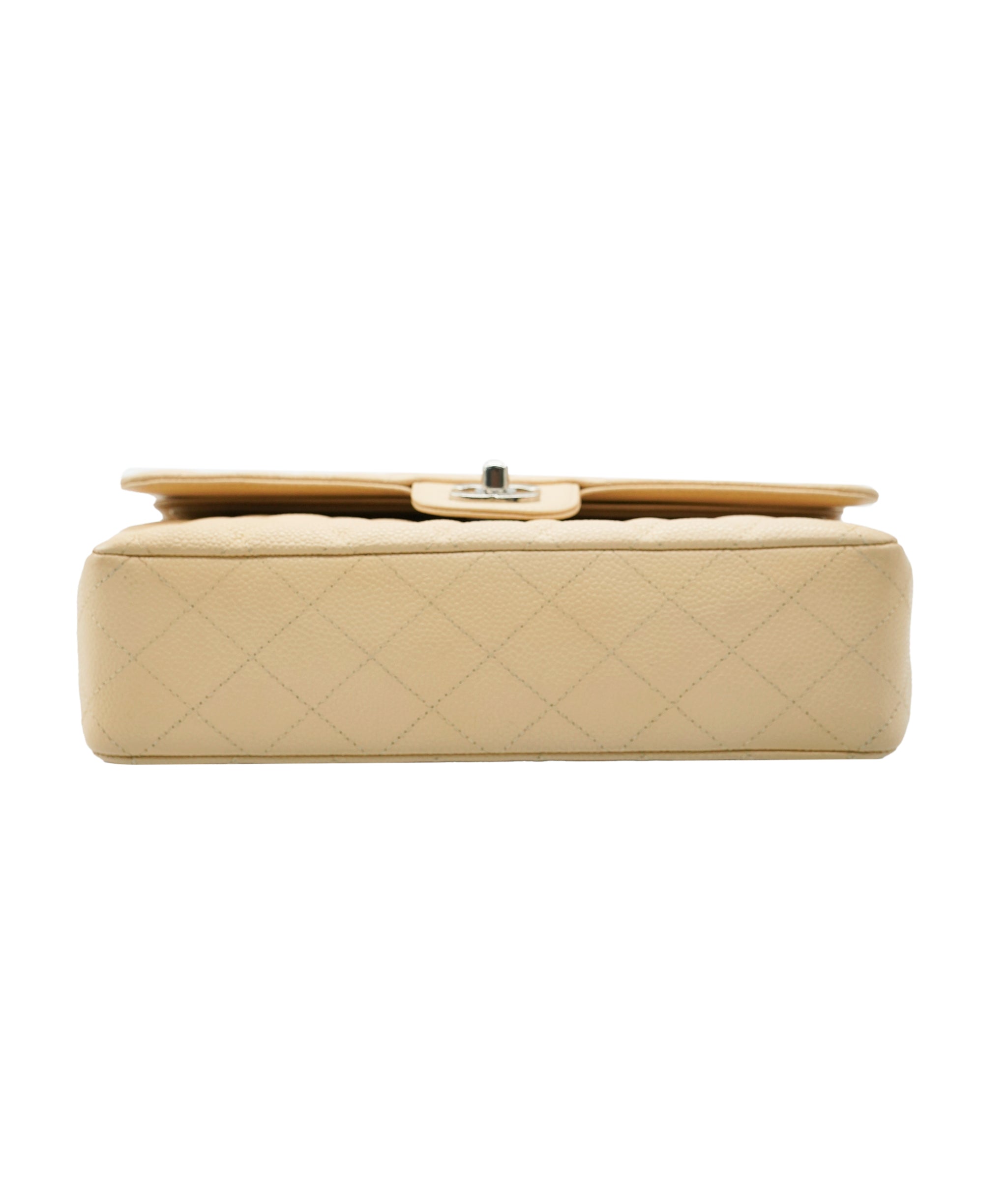 Chanel Caviar Beige Classic Flap With Silver Hardware ALC3566