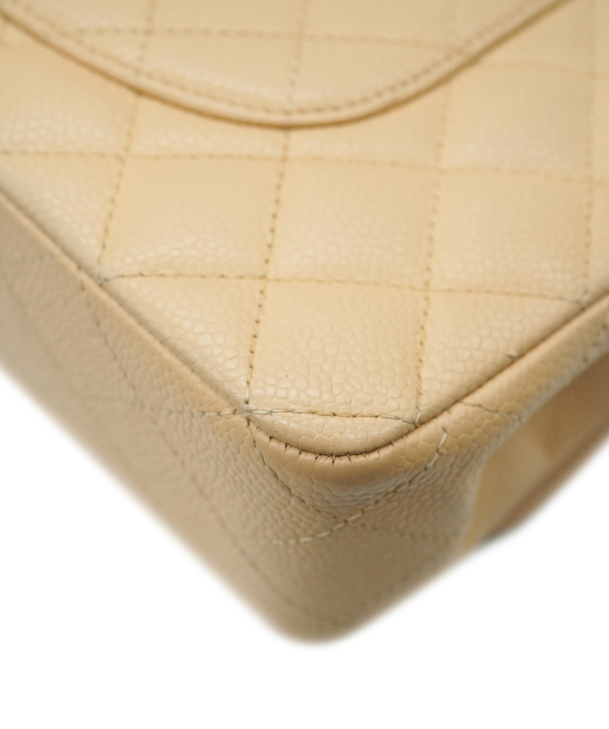 Chanel Caviar Beige Classic Flap With Silver Hardware ALC3566