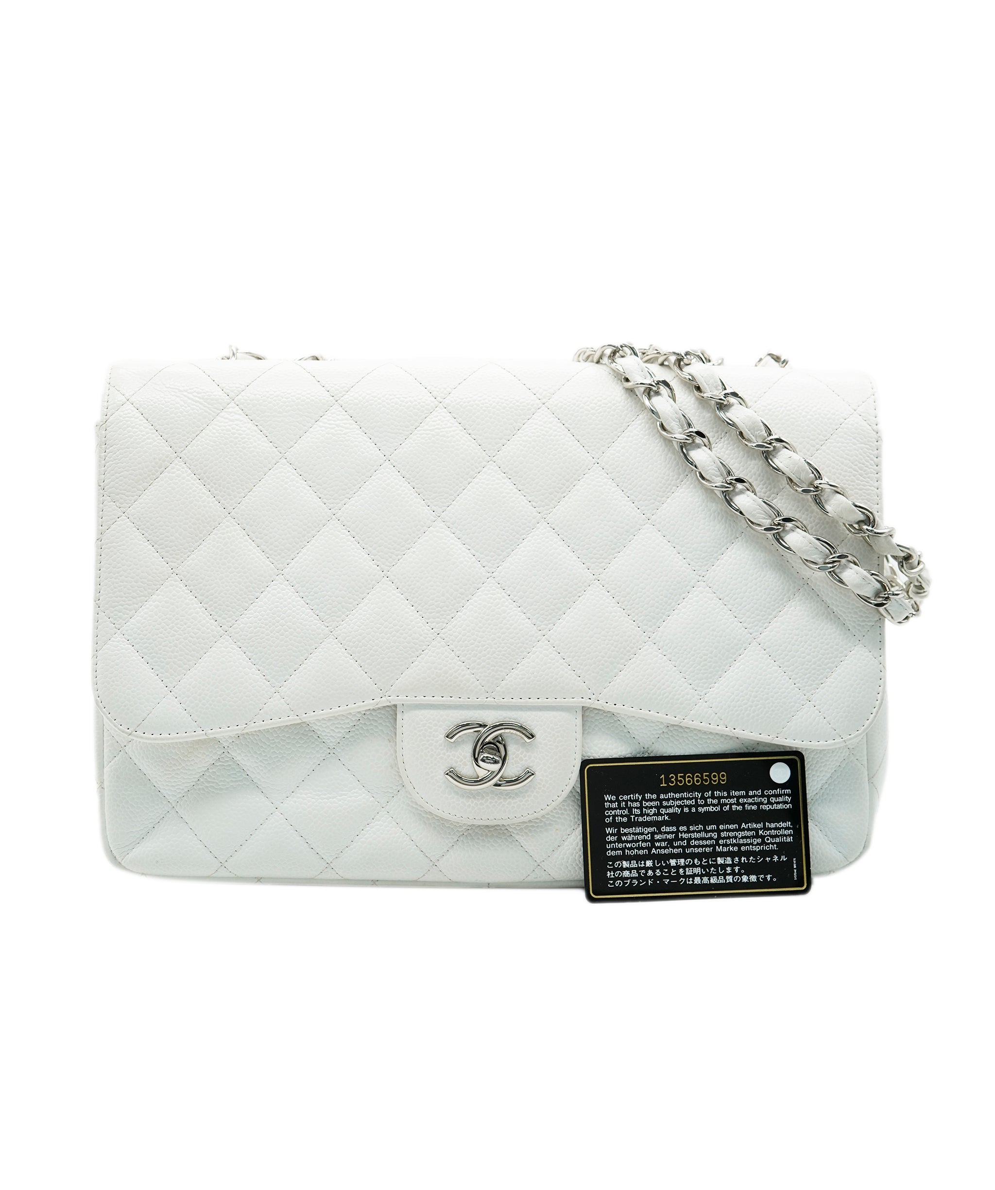 Chanel Maxi White Caviar With SHW Bag ALC3564