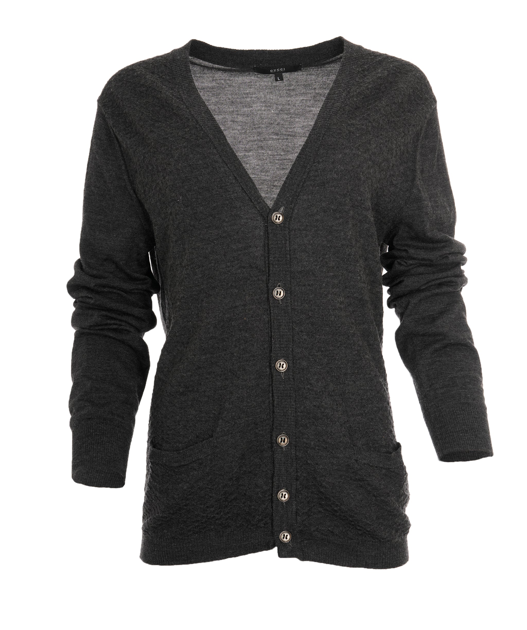 Gucci Grey V Neck Button Cardigan ALC3560