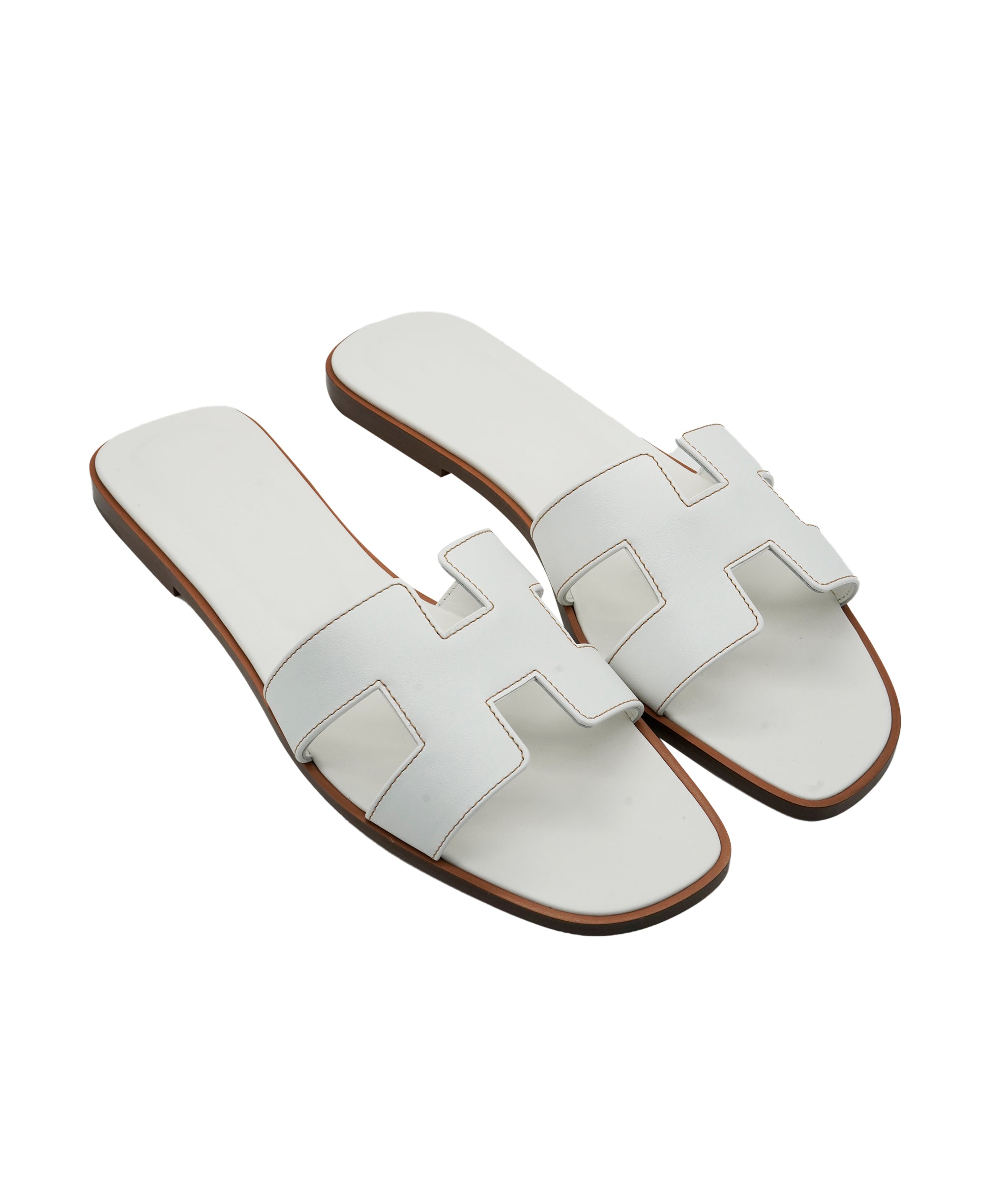 Hermès Oran Sandal White Box Leather Size 41 01SHU2465 DBXM0072