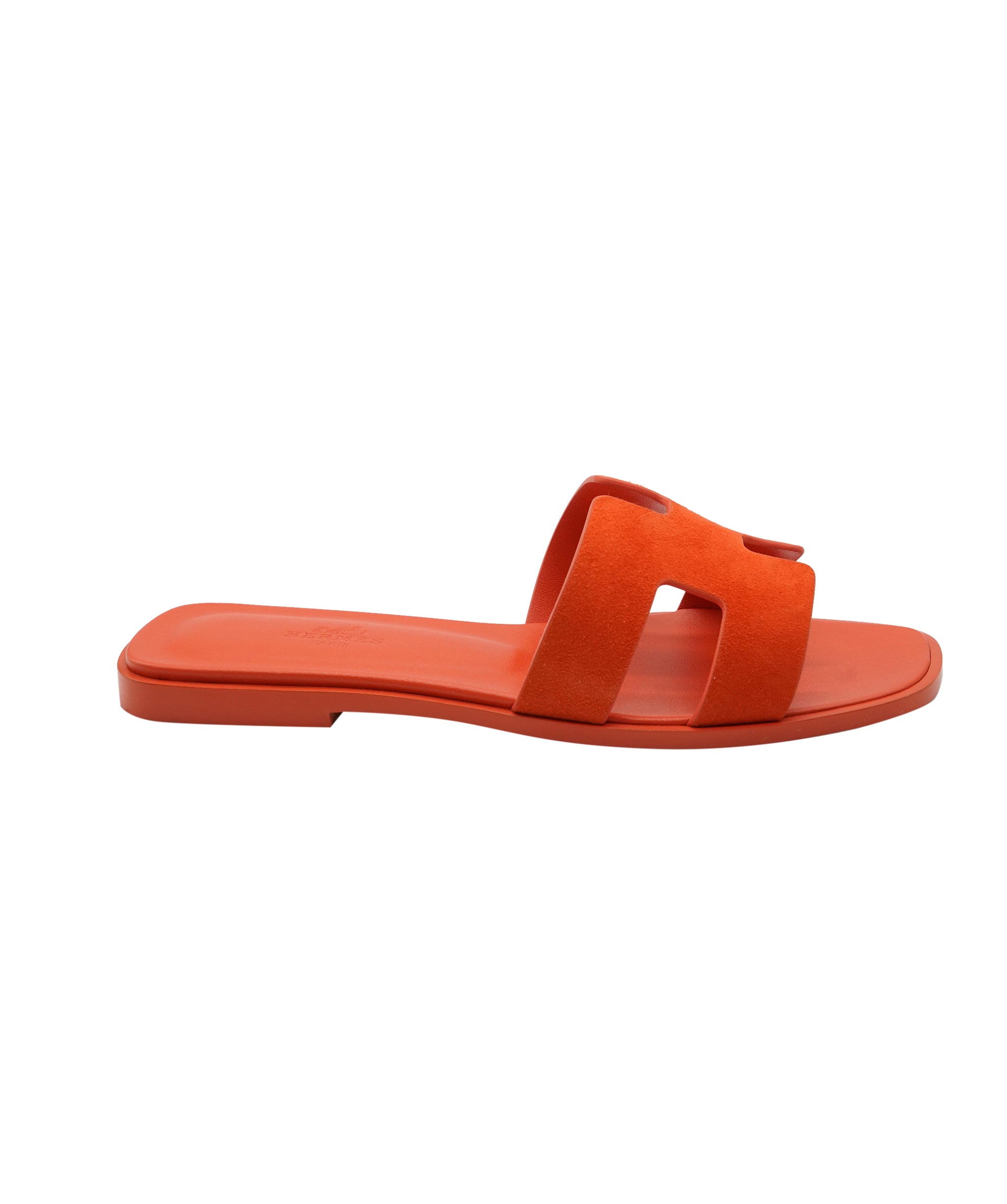 Hermès Oran Sandal Orange Corail Suede Size 37 01SHU245 DBXM0071
