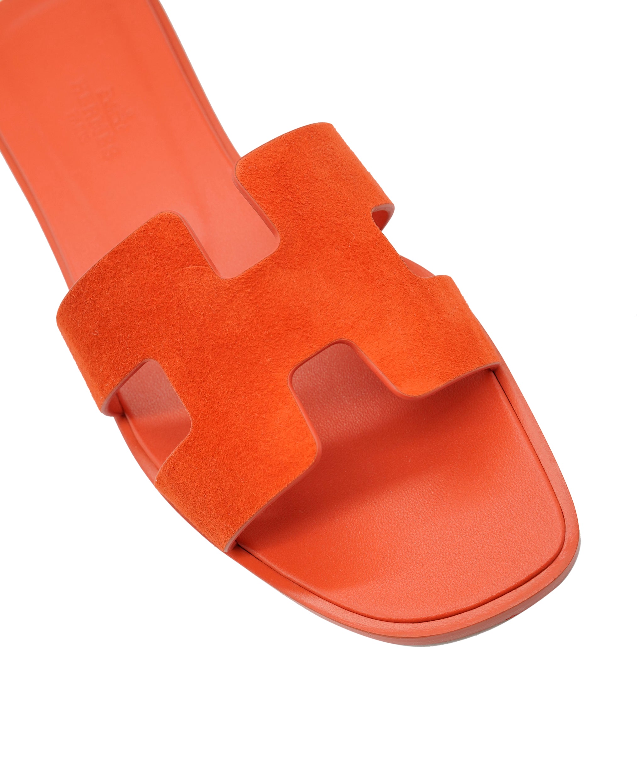 Hermès Oran Sandal Orange Corail Suede Size 37 01SHU245 DBXM0071