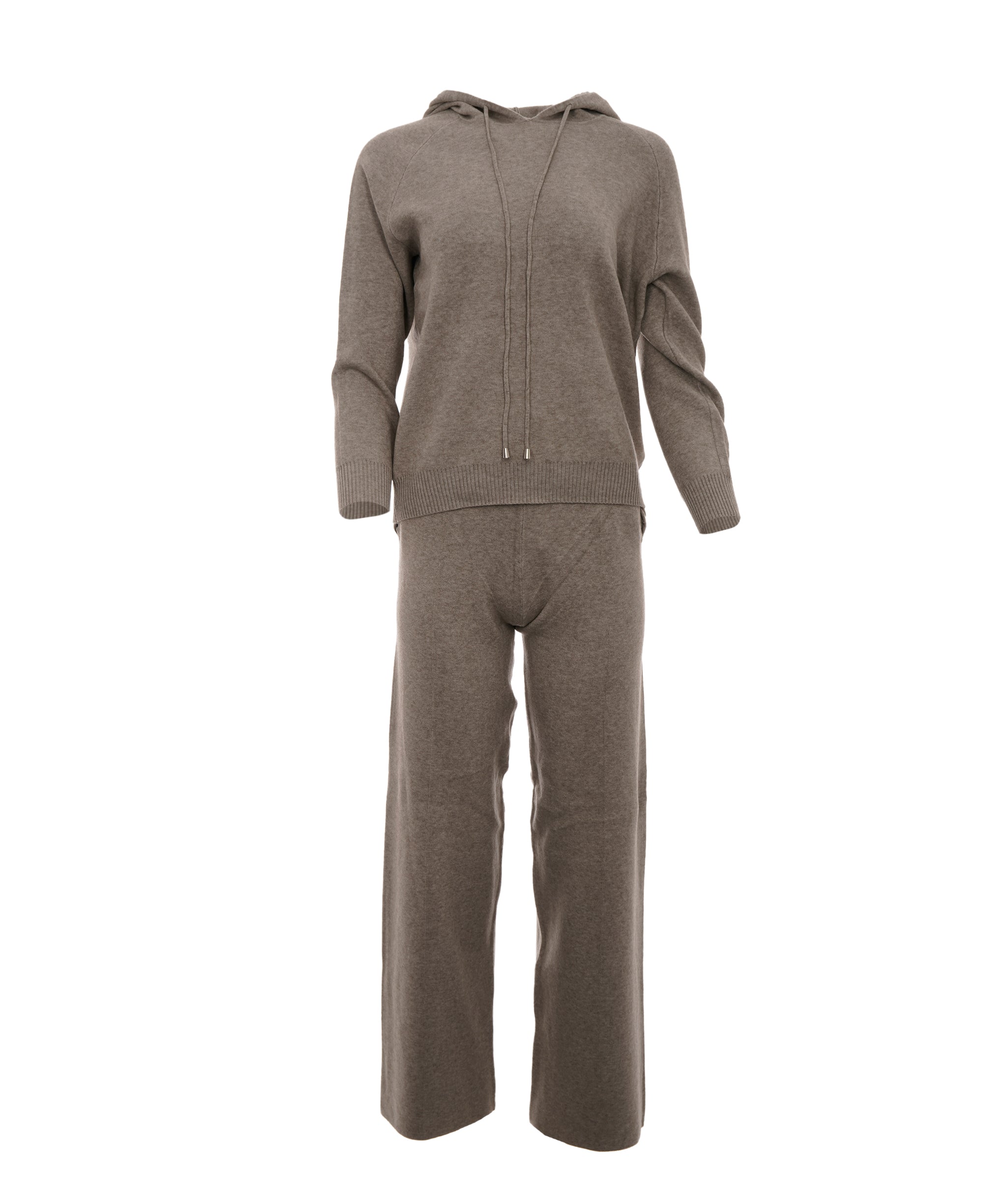 Mia Taupe M/L Hooded Cashmere Loungewear Set AKC0331