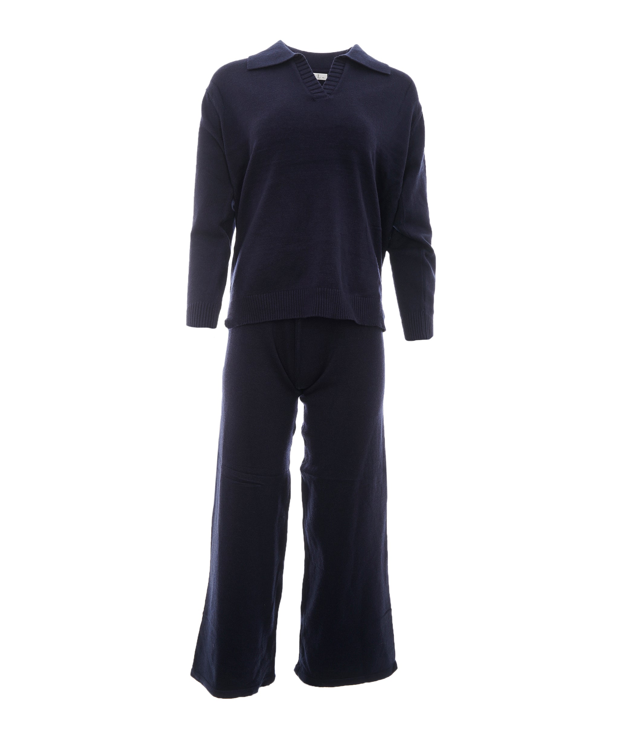 Layla Navy M/L Arm Striped Cashmere Loungewear Set AKC0353