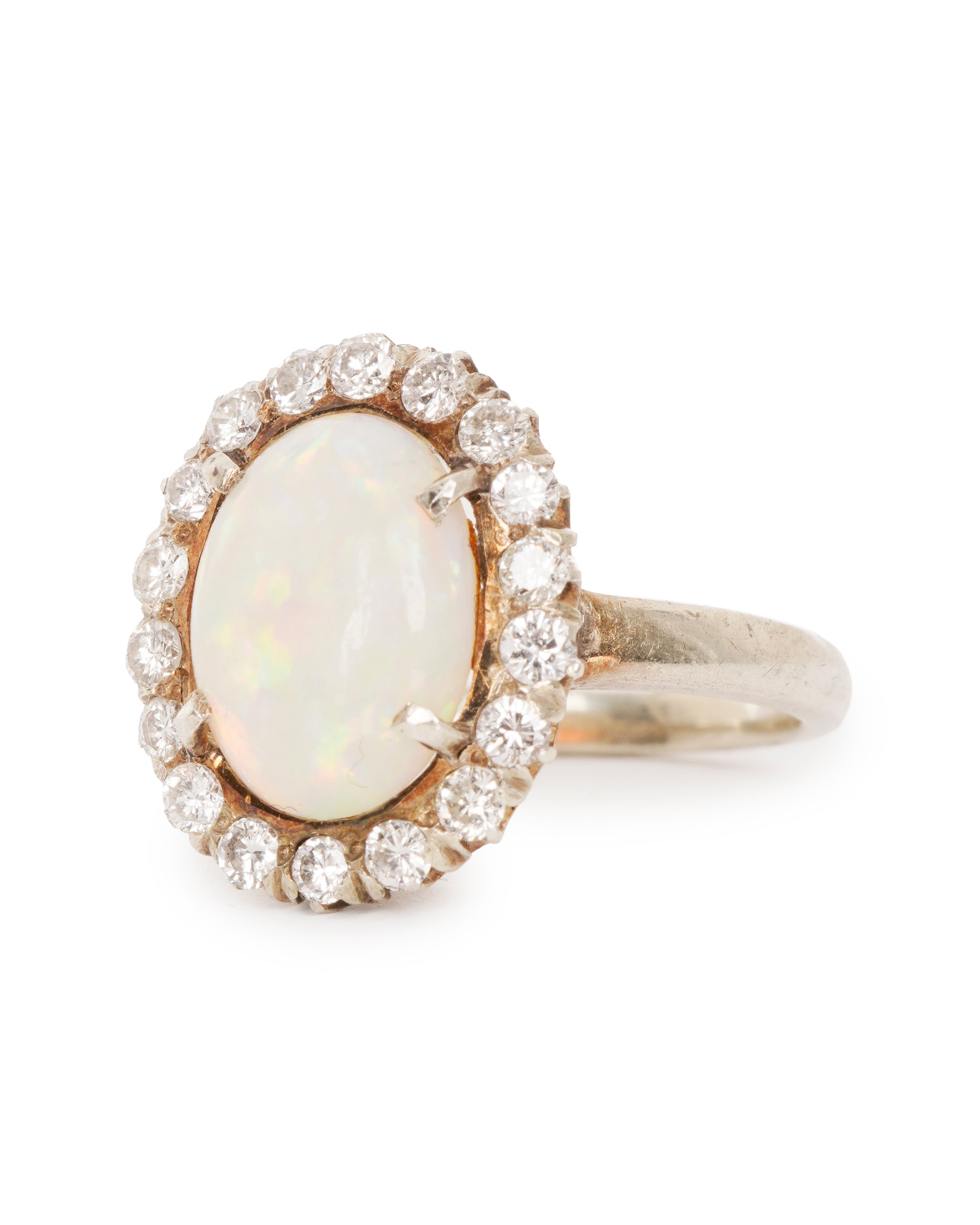 9ct & silver opal diamond halo ring ALTC0491