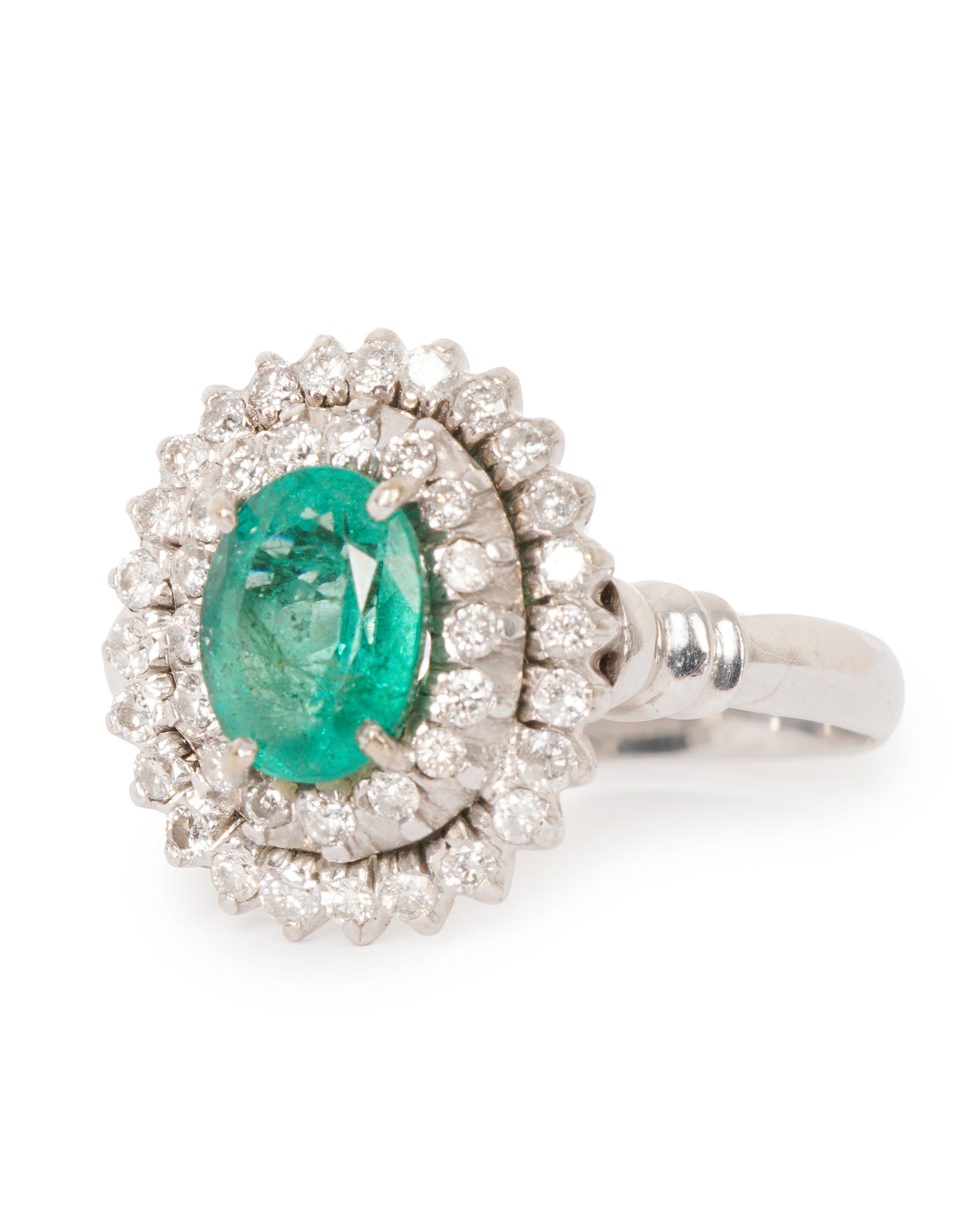 14ct whiter gold emerald diamond halo ring ALTC0503