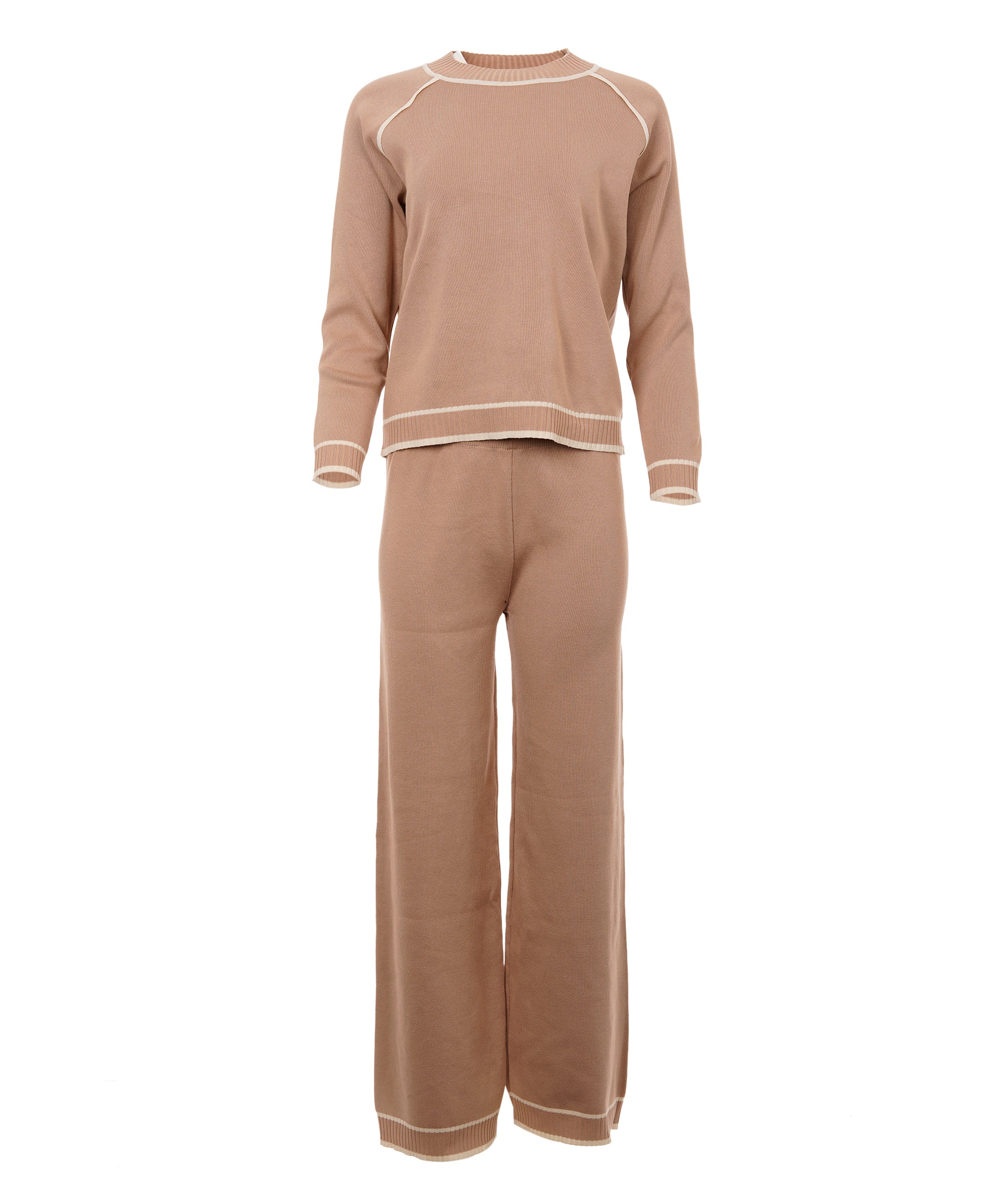Marcell Camel Constrast Trim Knit Two-Piece Lounge DBXL0132