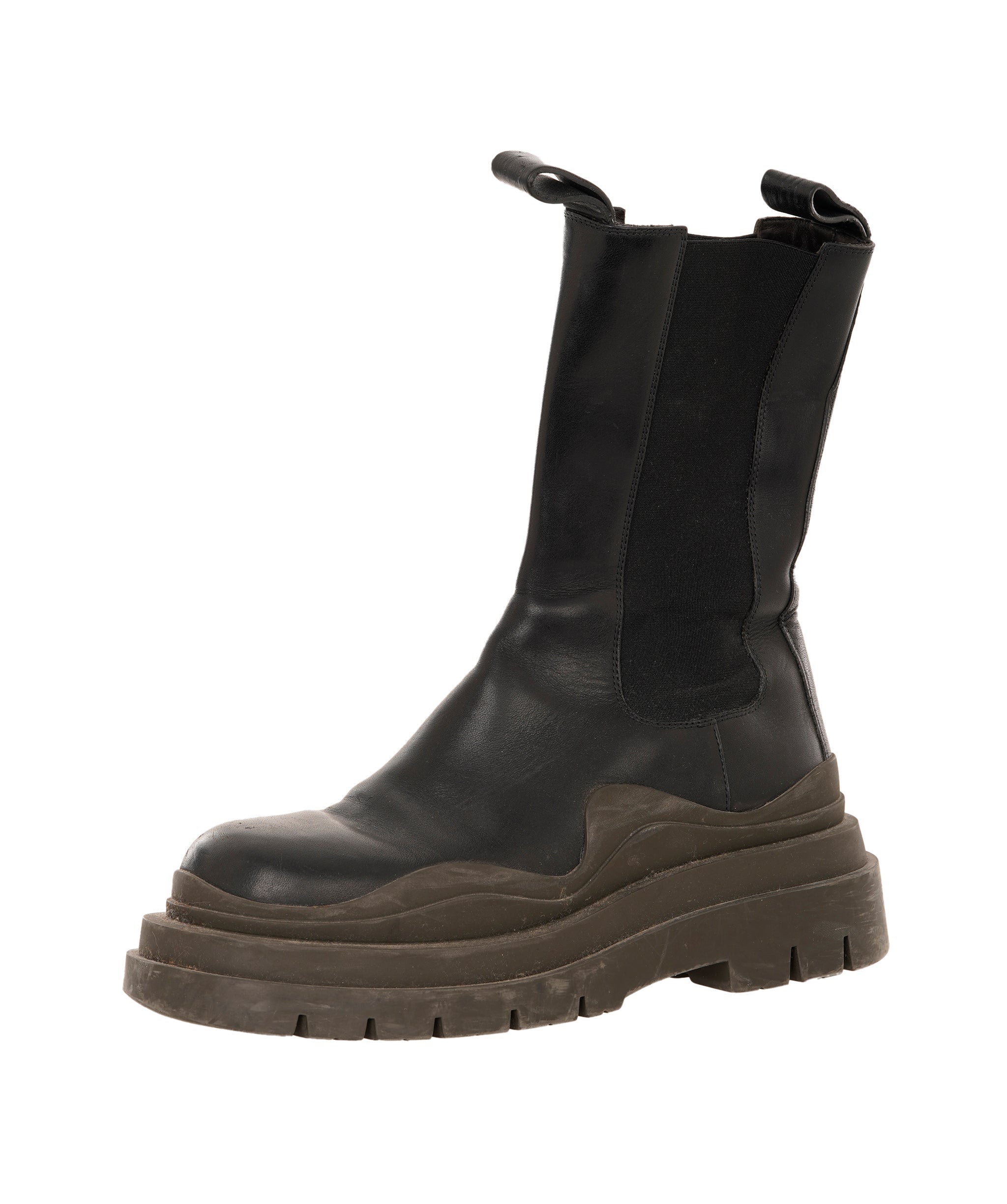 Bottega Veneta Black Leather Track Boots Size 38 ANC1737