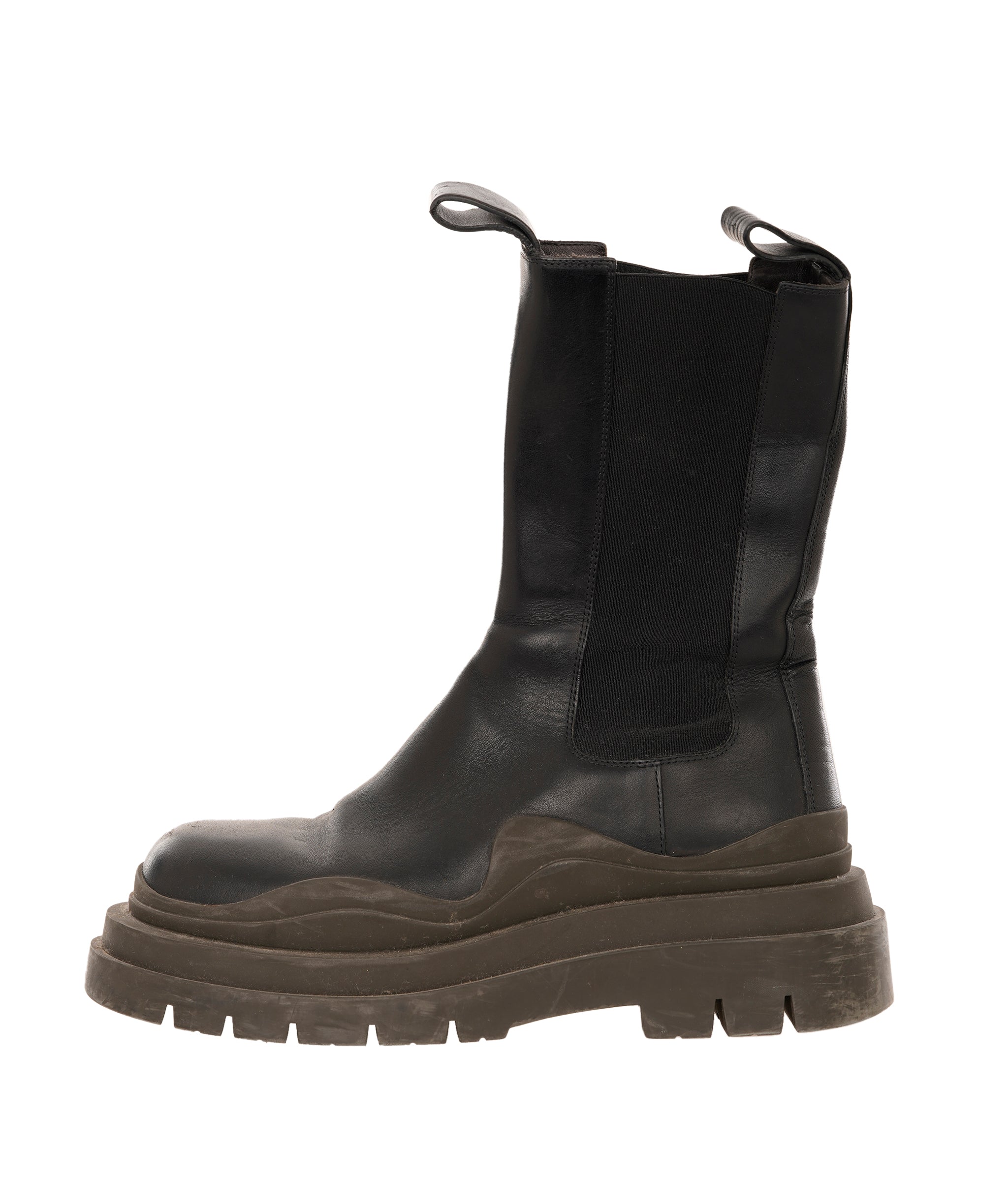 Bottega Veneta Black Leather Track Boots Size 38 ANC1737