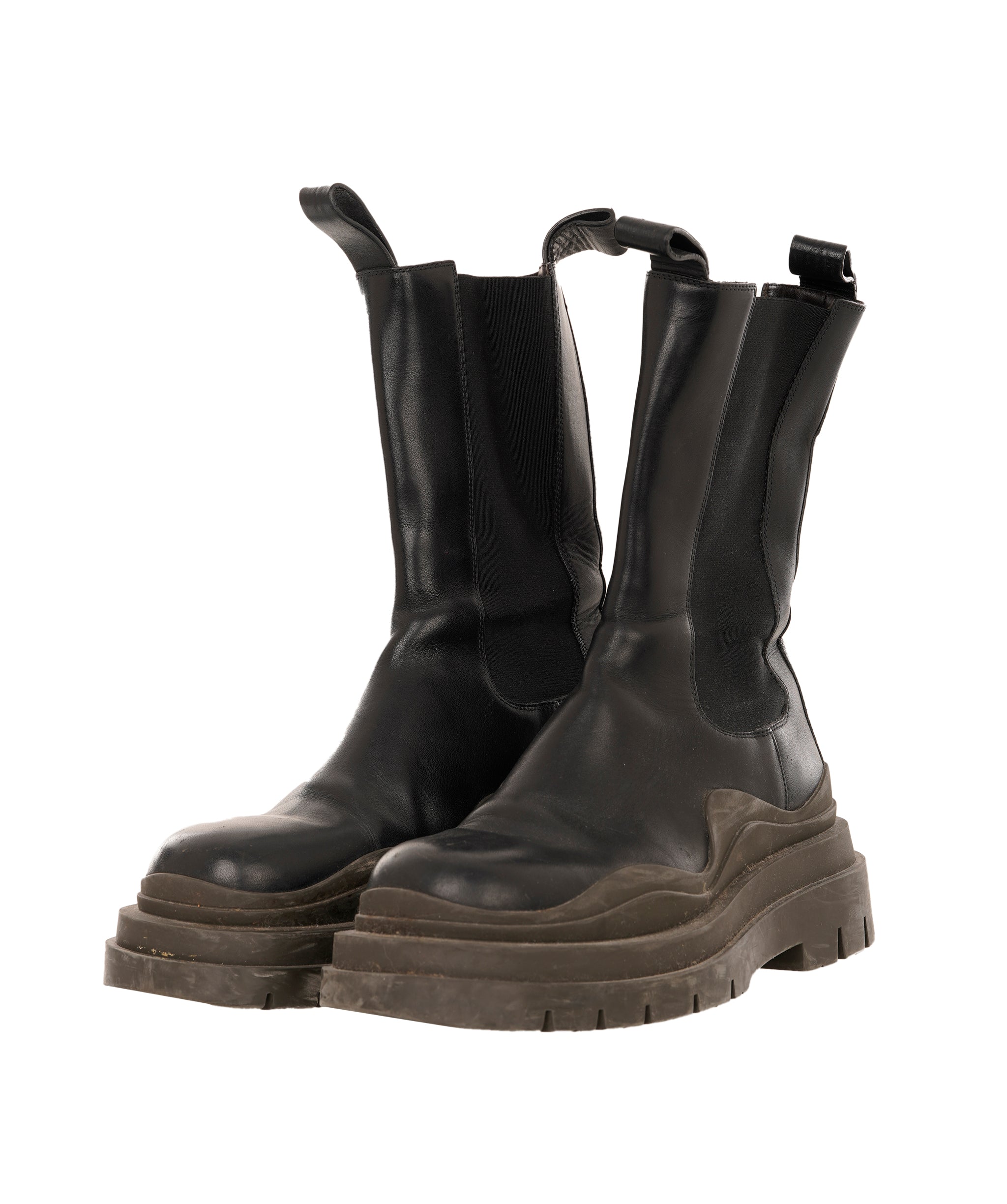 Bottega Veneta Black Leather Track Boots Size 38 ANC1737