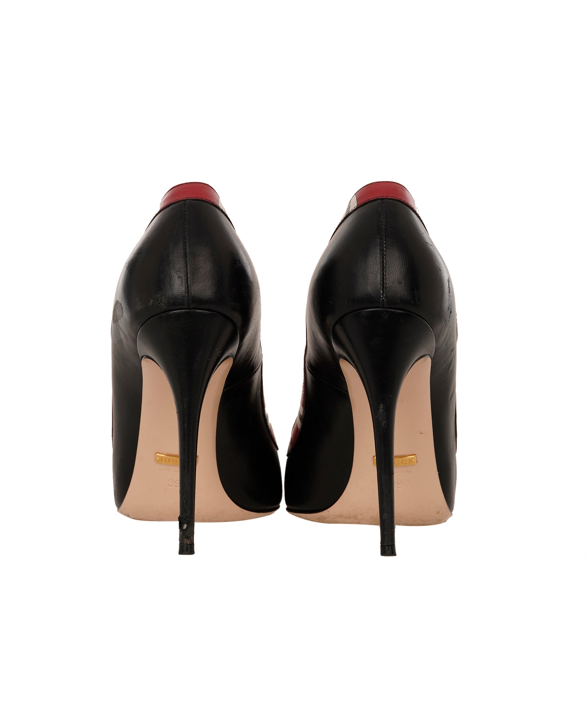 Gucci Black Leather Snake Heeled Pumps Size 39 ANC1736