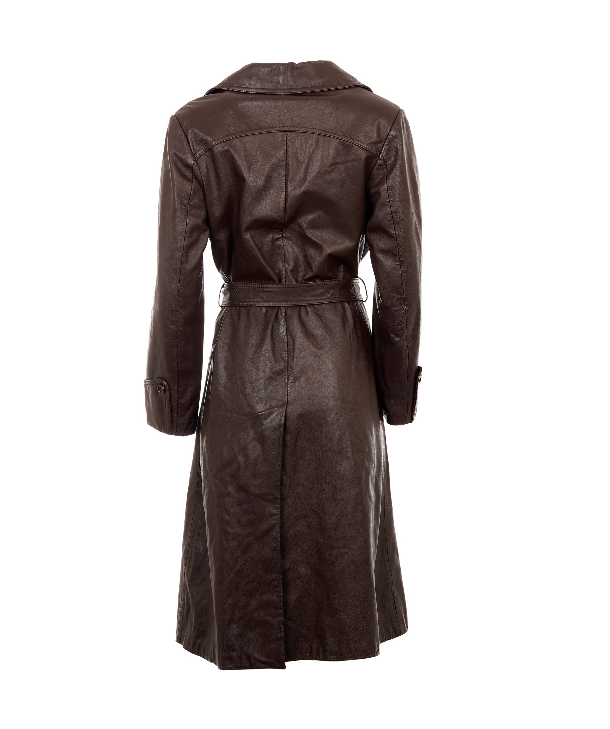 Brown Leather Trench Coat Size Medium ANC1722