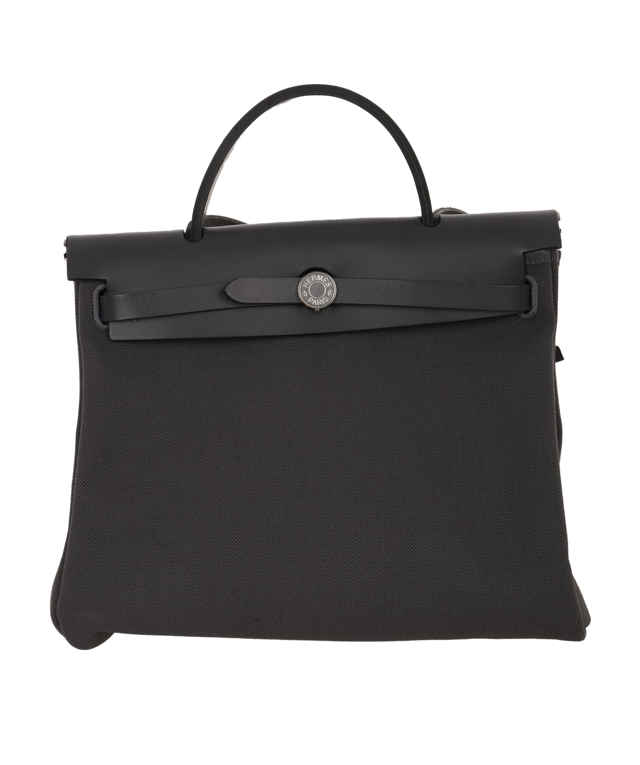 Hermes Preloved Herbag 31cm Ardoise toile with Noir hunter leather ALC4148