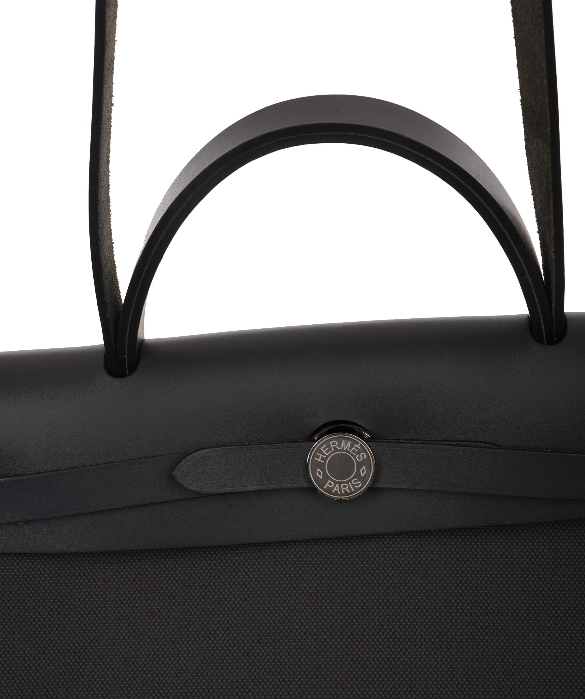 Hermes Preloved Herbag 31cm Ardoise toile with Noir hunter leather ALC4148