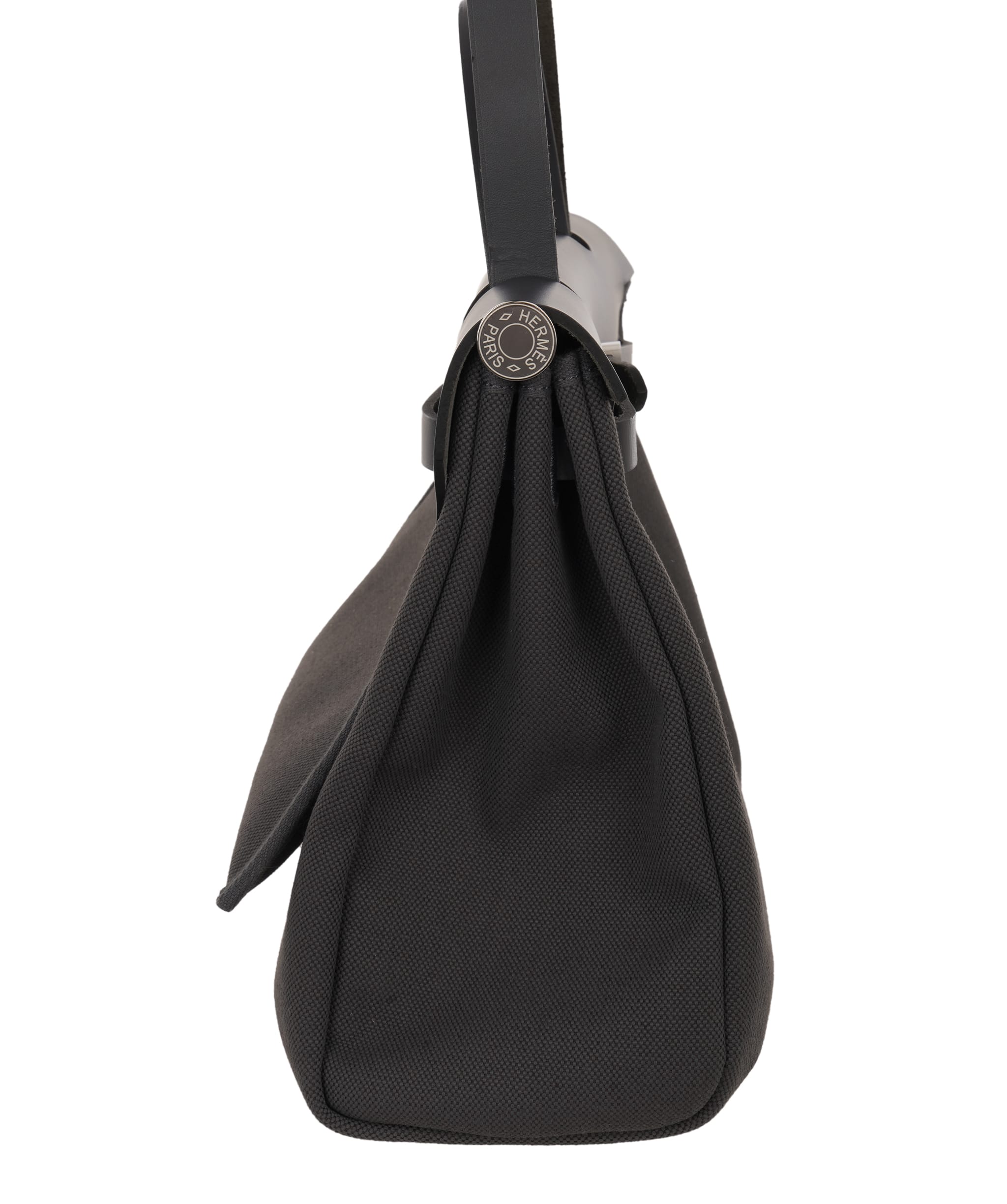 Hermes Preloved Herbag 31cm Ardoise toile with Noir hunter leather ALC4148