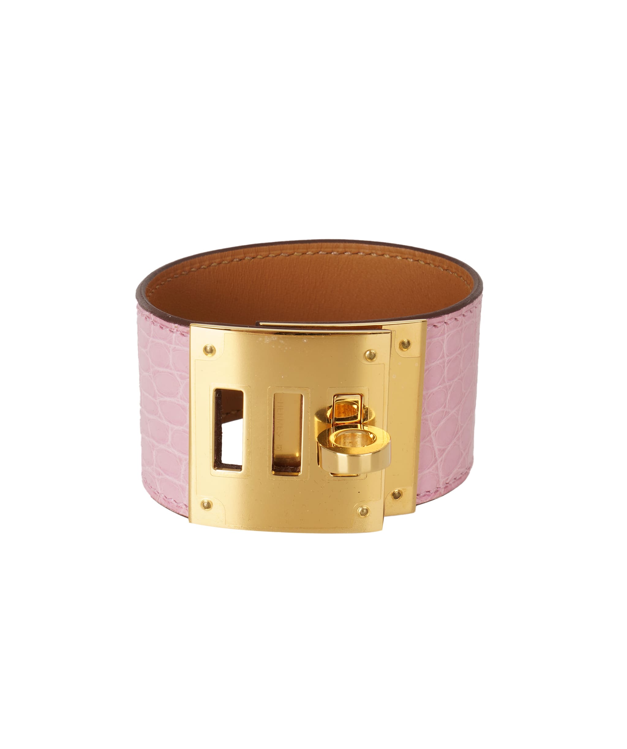 Hermes Rose Sakura Dog Alligator Bracelet ALC4153