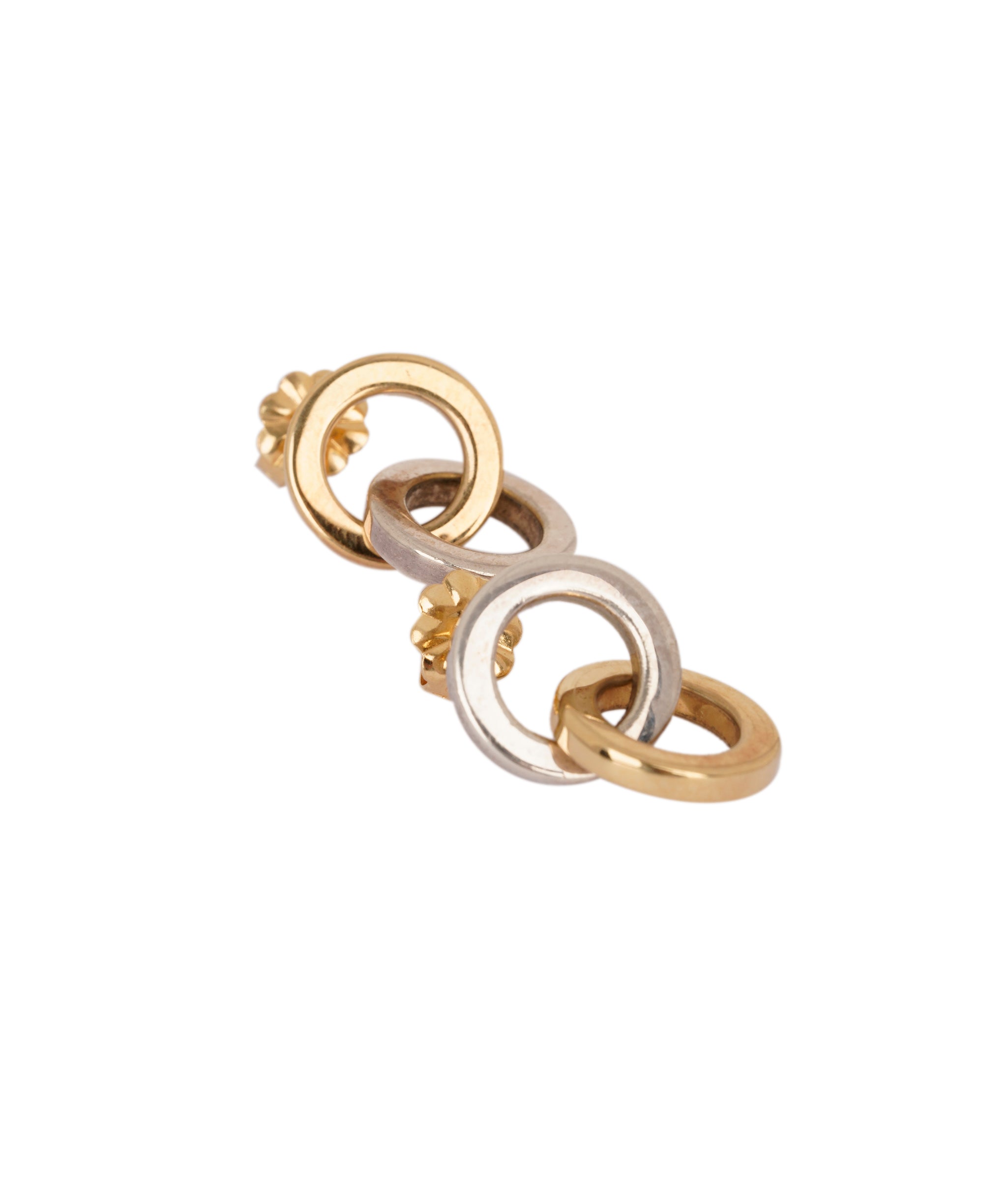 Tiffany & Co. 18K Yellow Gold and Silver Circle Double Ring Earrings AKC0752