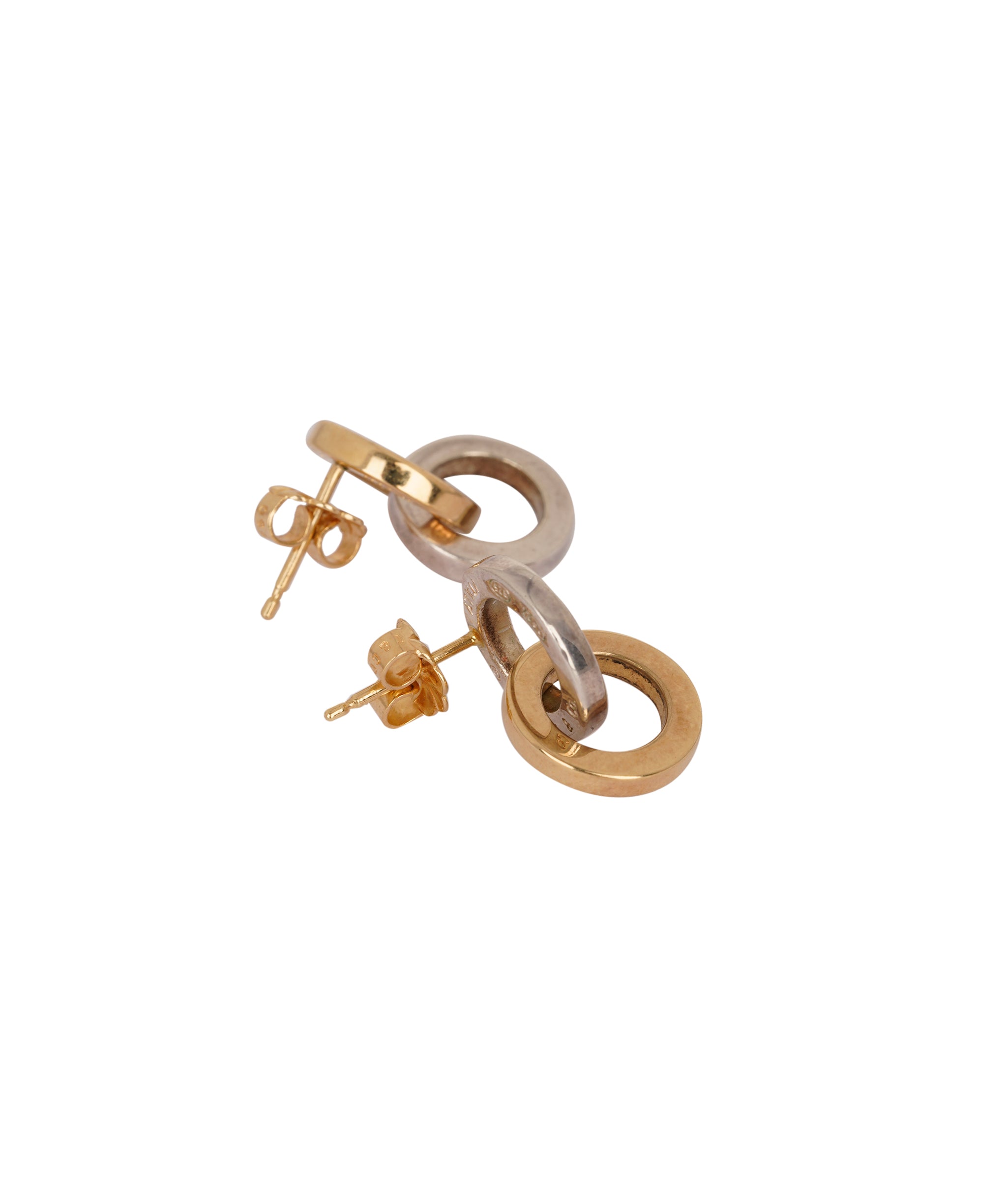 Tiffany & Co. 18K Yellow Gold and Silver Circle Double Ring Earrings AKC0752