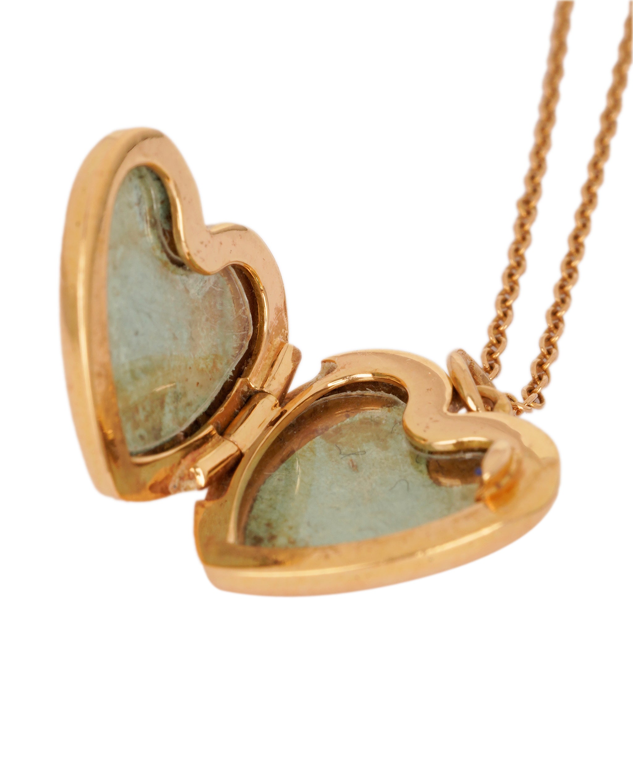 Tiffany & Co. 18K Yellow Gold and diamond heart locket and chain AKC0753