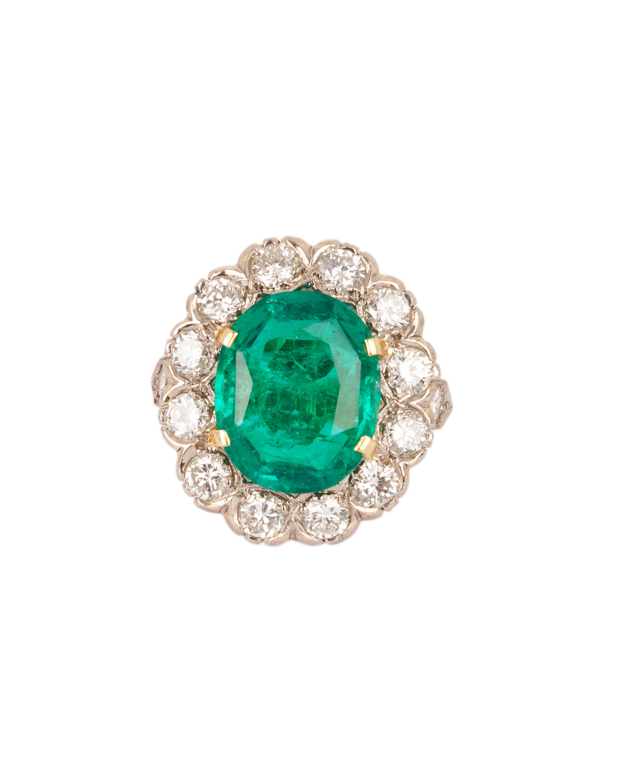 Colombian Emerald & Diamond Cluster Ring WA25027