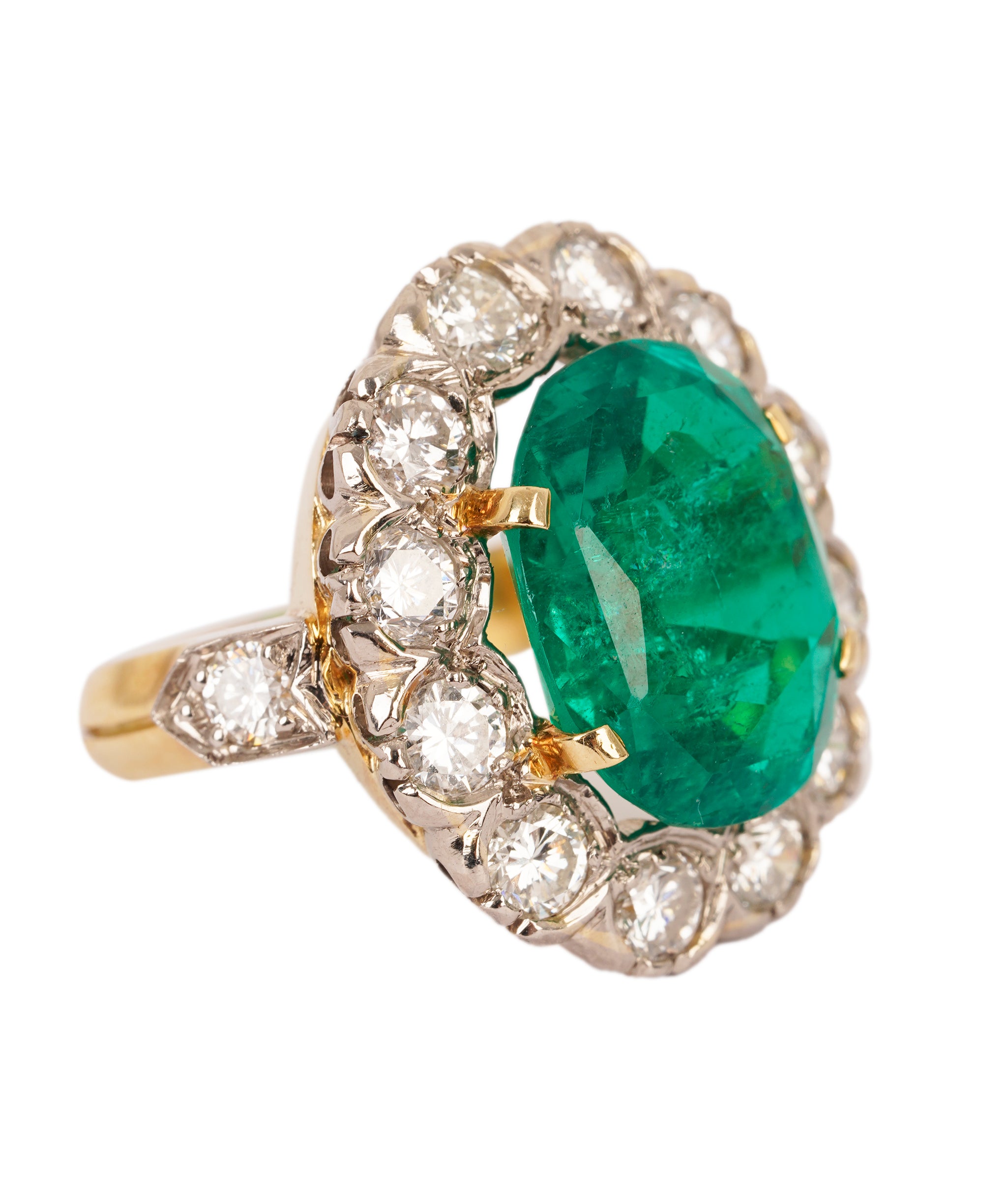 Colombian Emerald & Diamond Cluster Ring WA25027