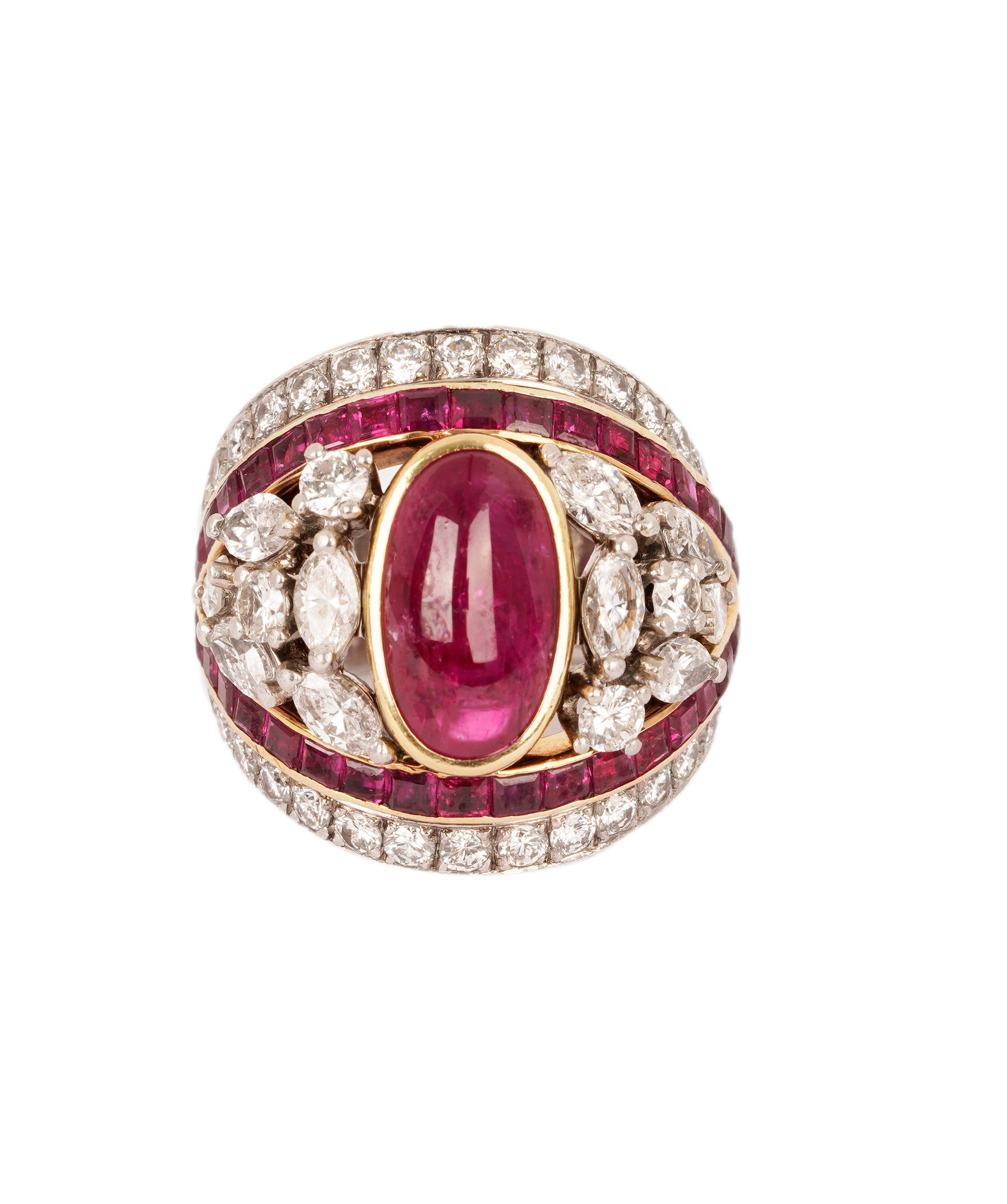 RESTIVO Burma Ruby and Diamond Bombe Ring WA90326