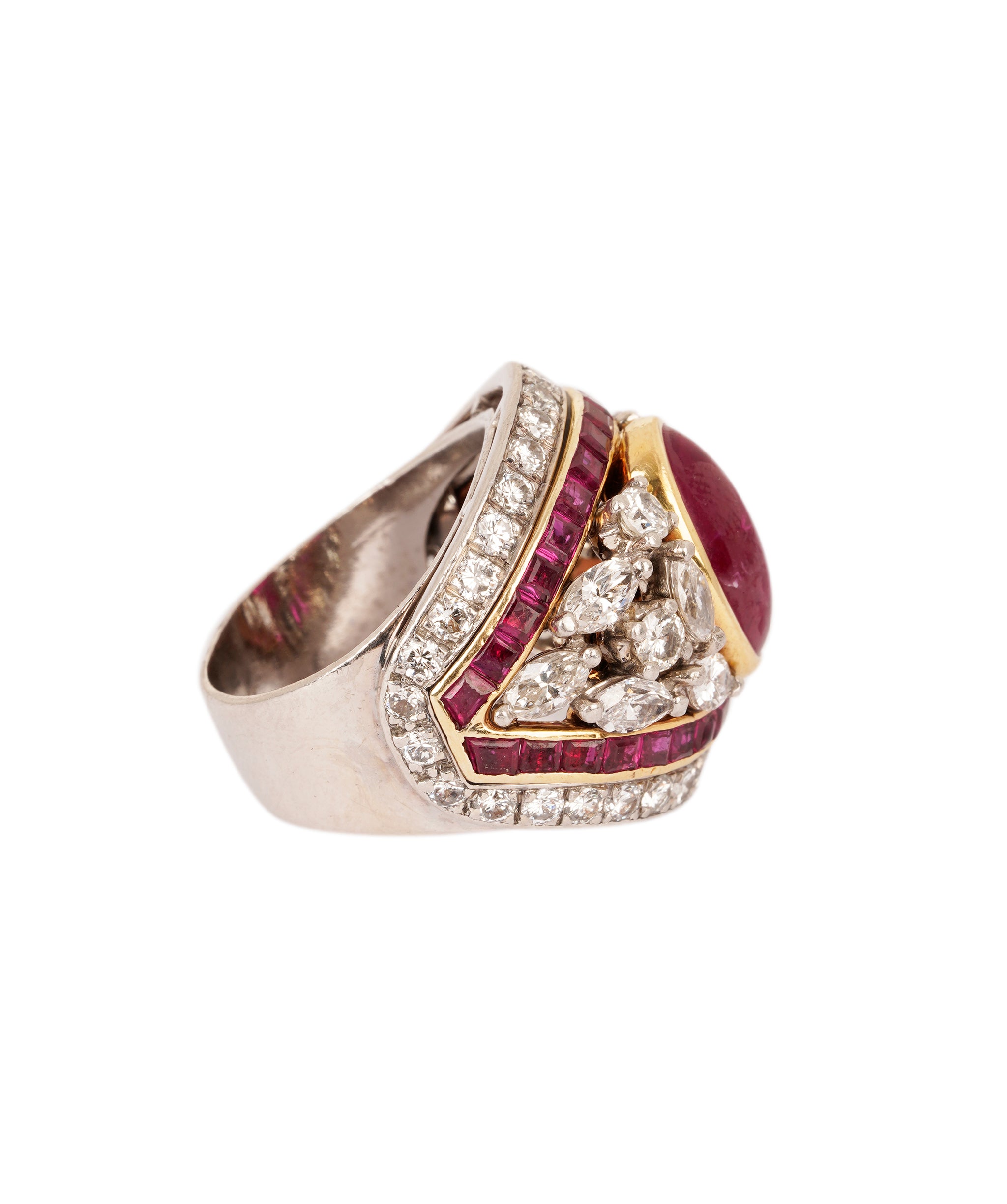RESTIVO Burma Ruby and Diamond Bombe Ring WA90326