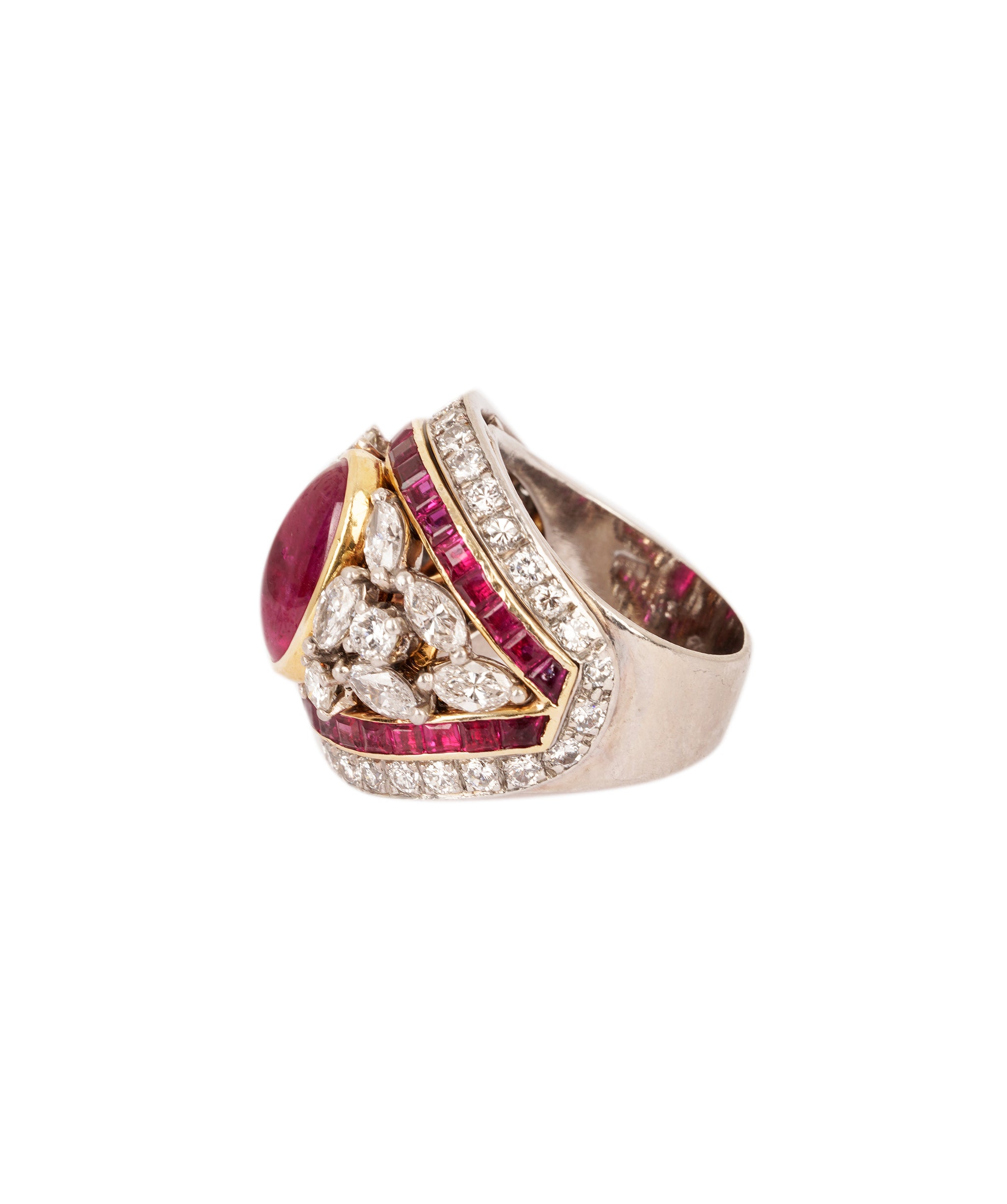 RESTIVO Burma Ruby and Diamond Bombe Ring WA90326