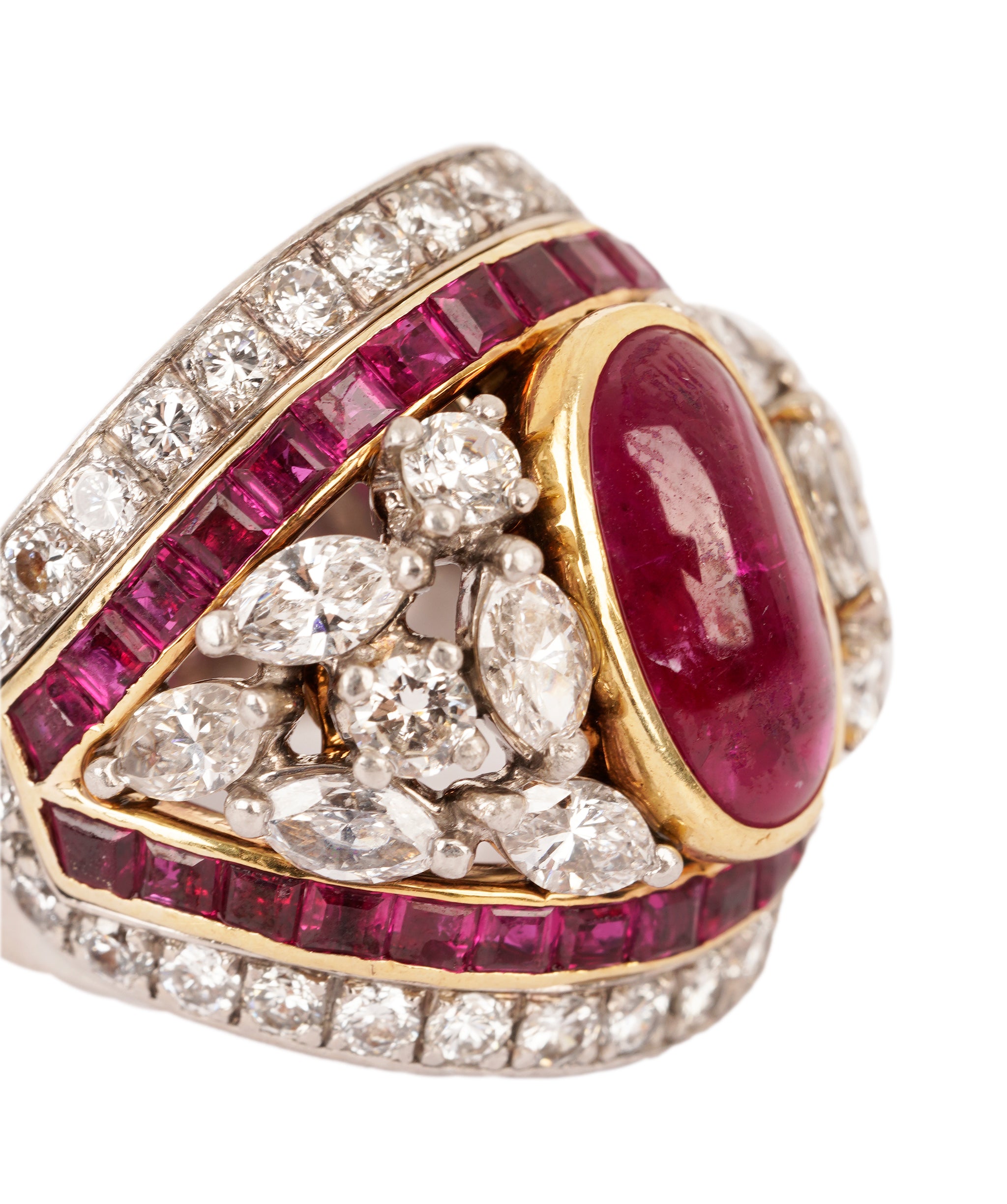 RESTIVO Burma Ruby and Diamond Bombe Ring WA90326