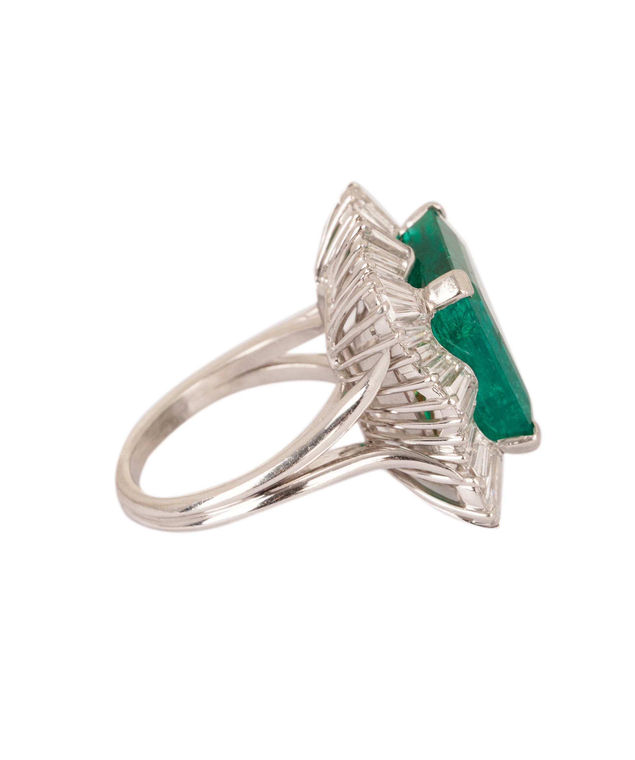 Colombian Emerald & Baguette Diamond Cluster Ring WA25028