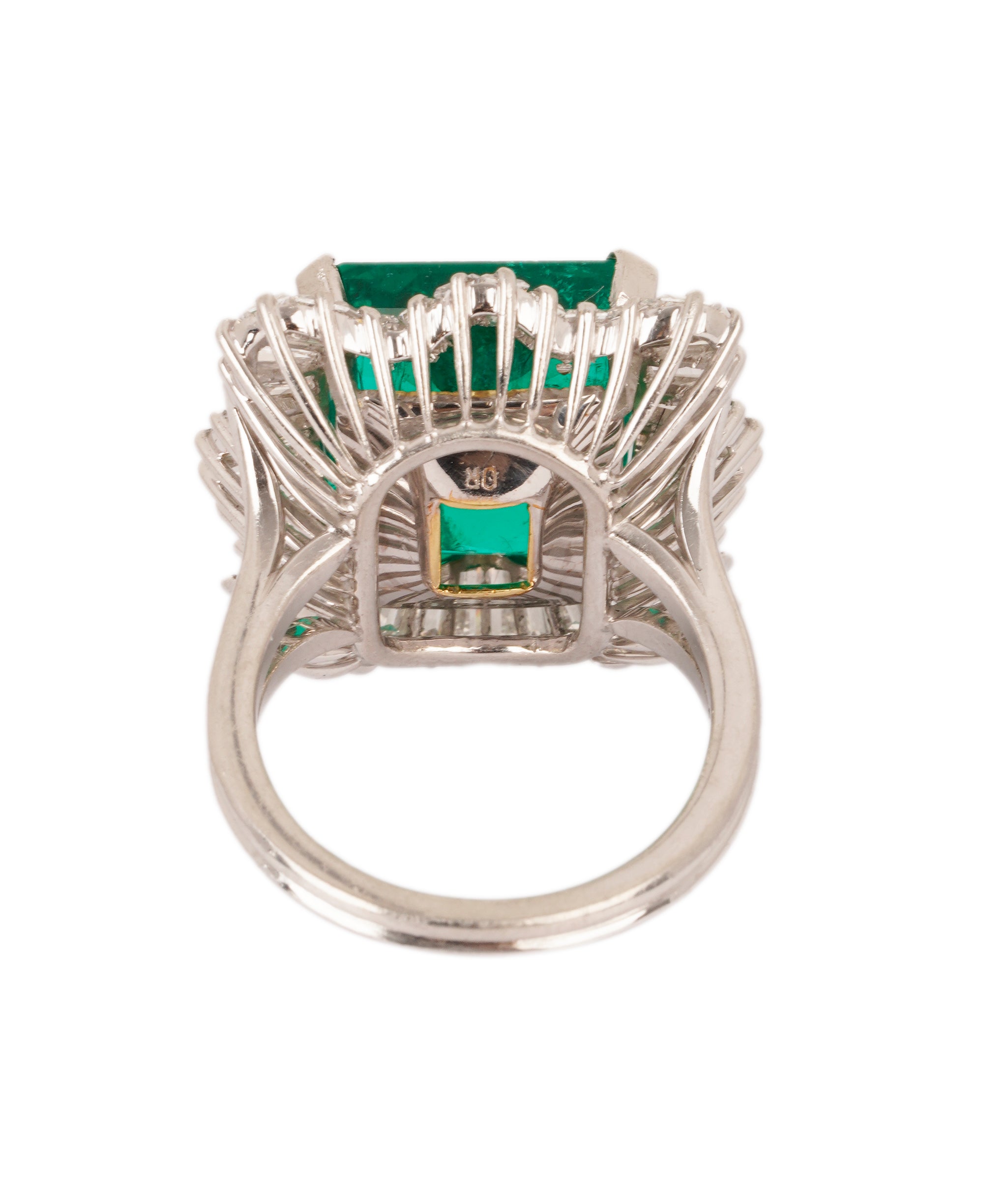Colombian Emerald & Baguette Diamond Cluster Ring WA25028
